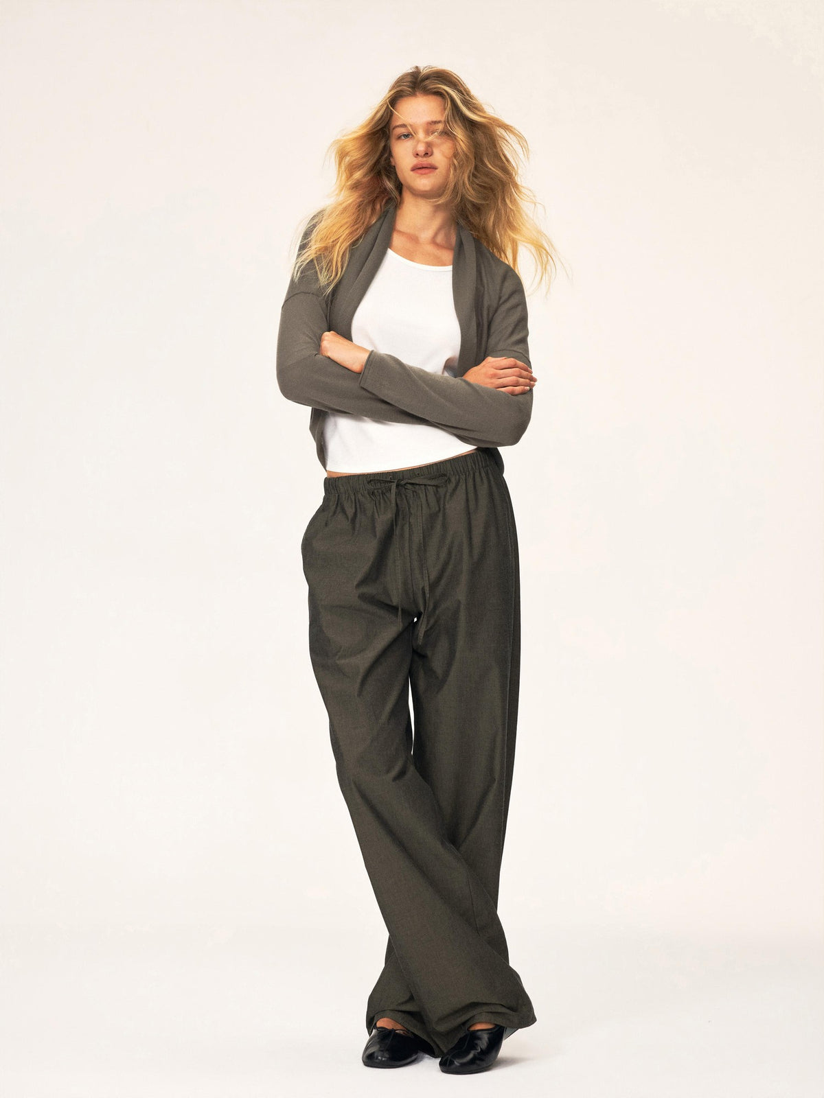Northbutsouth Curved Rolled Edge Open Front Loose Knit Cotton Women&