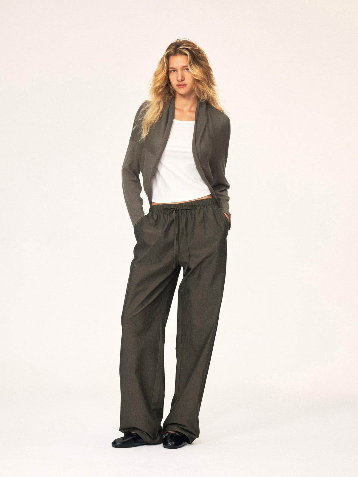 Northbutsouth Curved Rolled Edge Open Front Loose Knit Cotton Women&