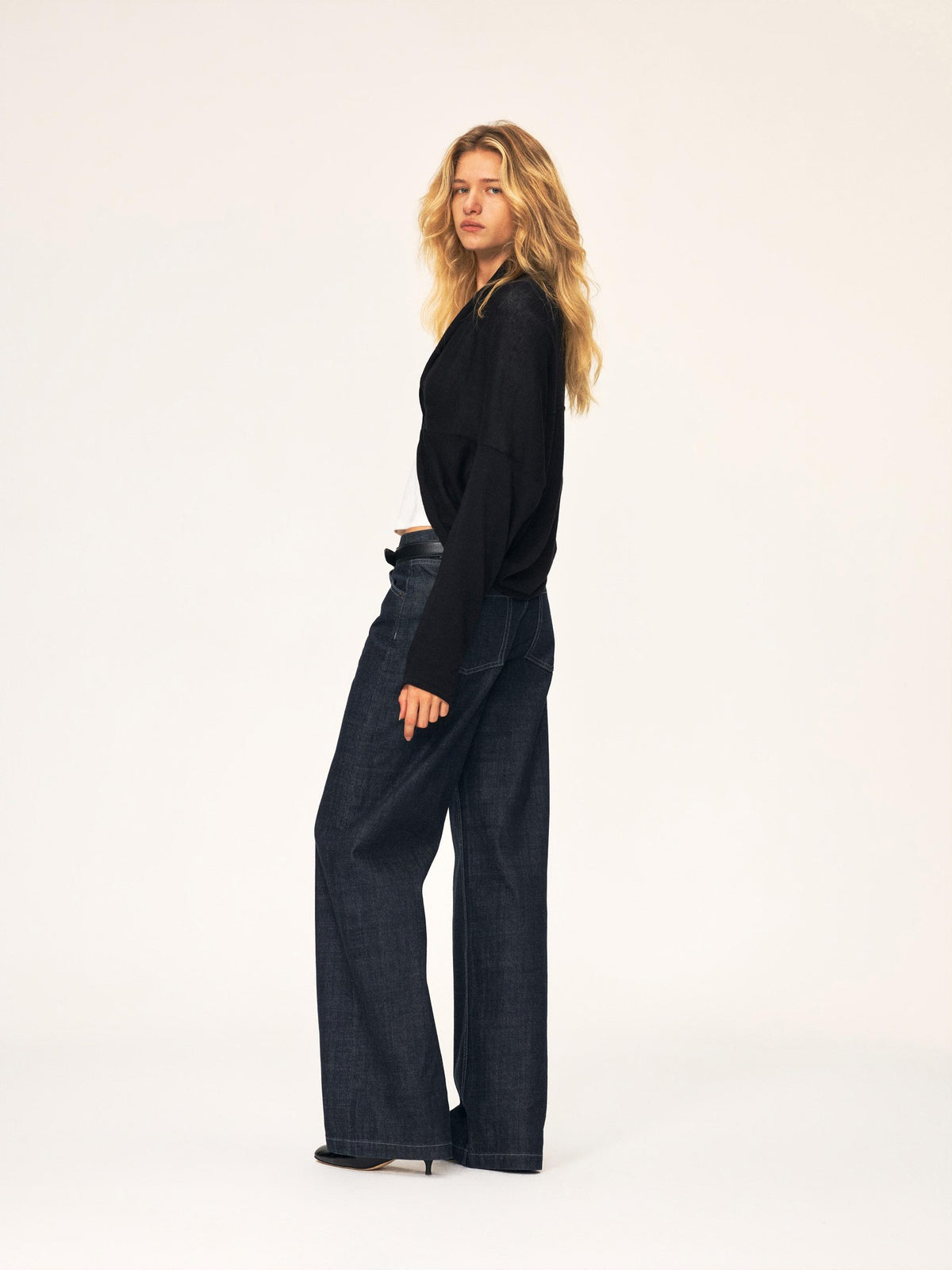 Northbutsouth Curved Rolled Edge Open Front Loose Knit Cotton Women&