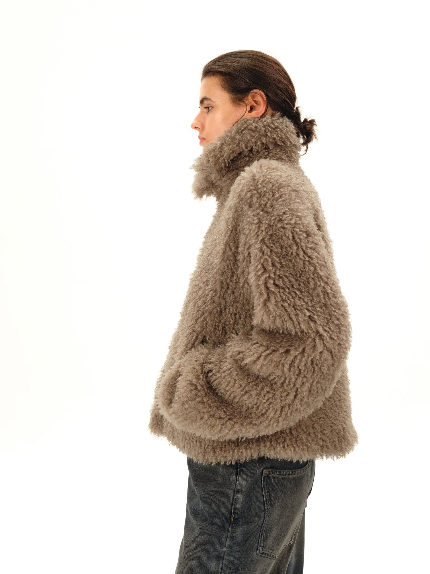 Northbutsouth Dandelion Touch Curly Collar Fur Coat