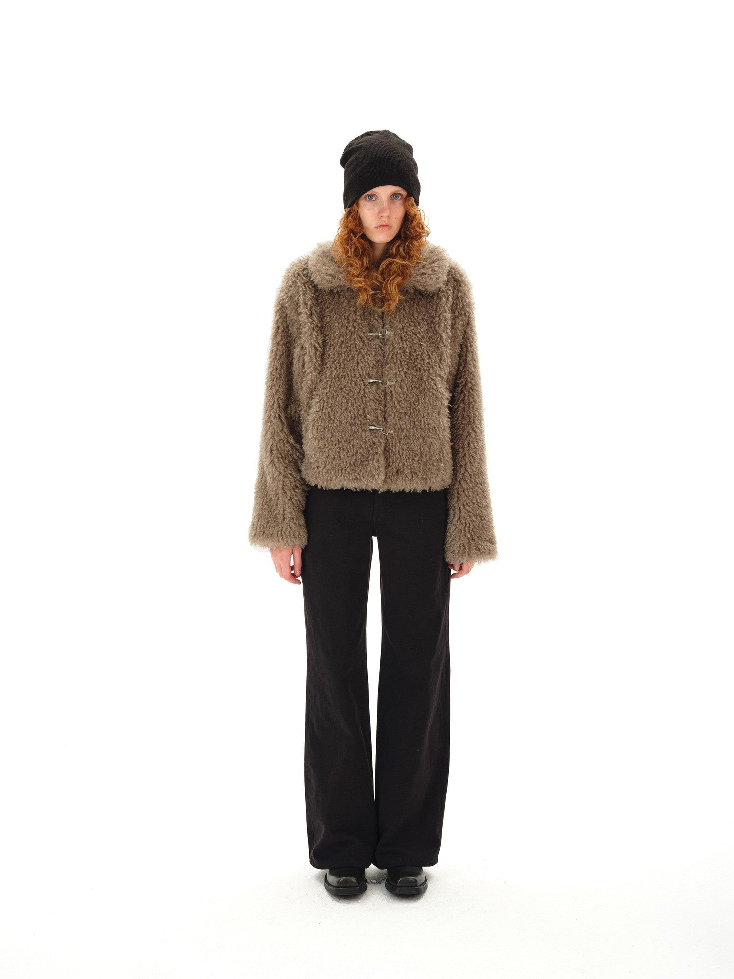 Northbutsouth Dandelion Touch Micro Curl Stand Collar High Waist Women&