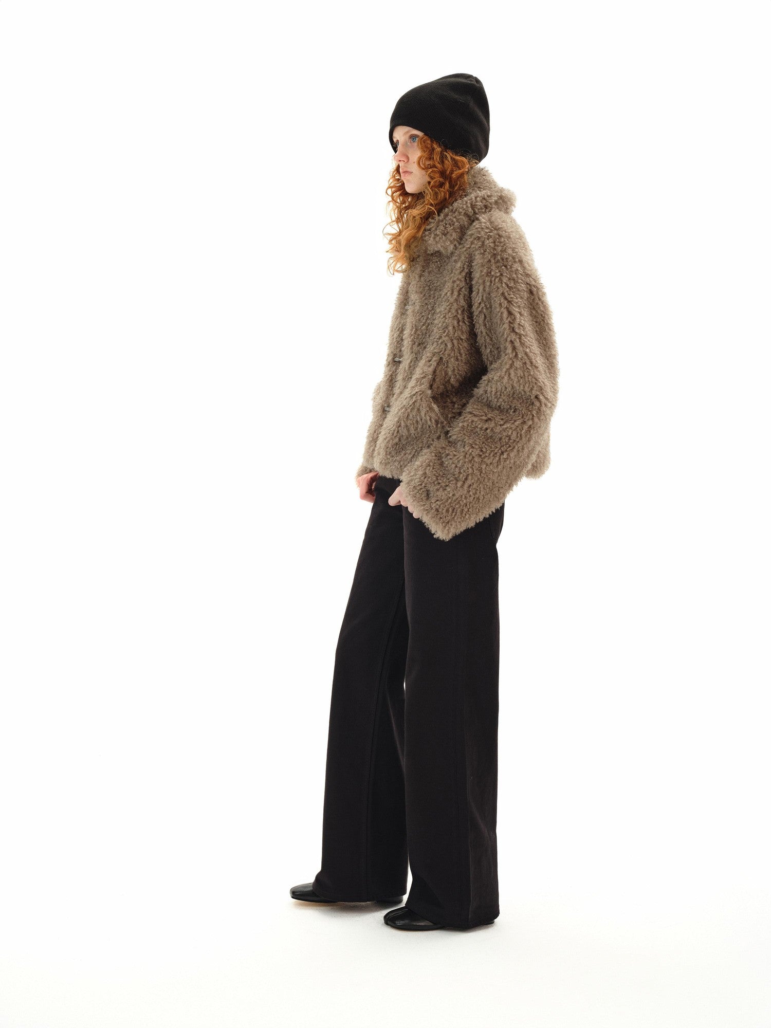 Northbutsouth Dandelion Touch Micro Curl Stand Collar High Waist Women&