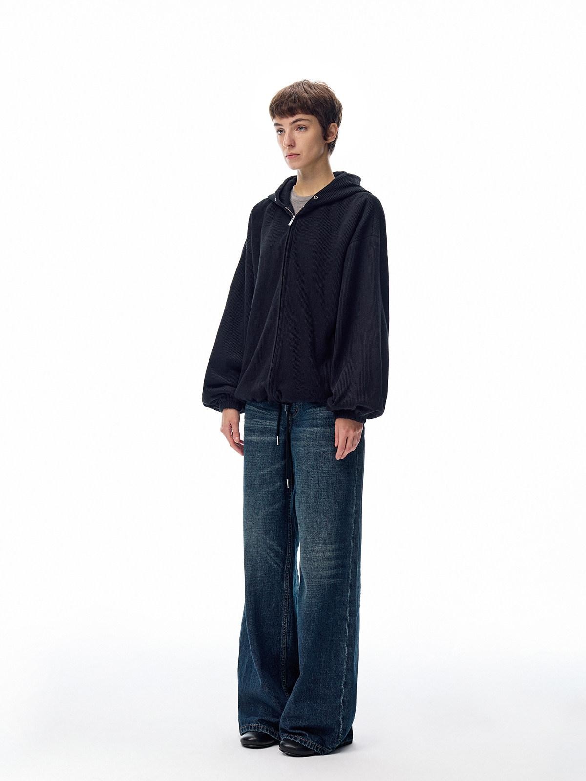 Northbutsouth Dark Indigo Slub Texture Retro Low Rise Casual Women&