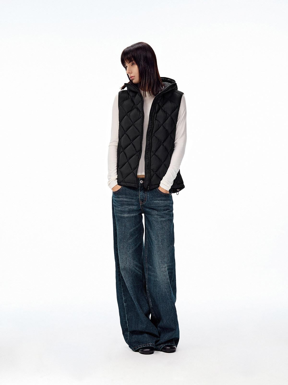 Northbutsouth Dark Indigo Slub Texture Retro Low Rise Casual Women&