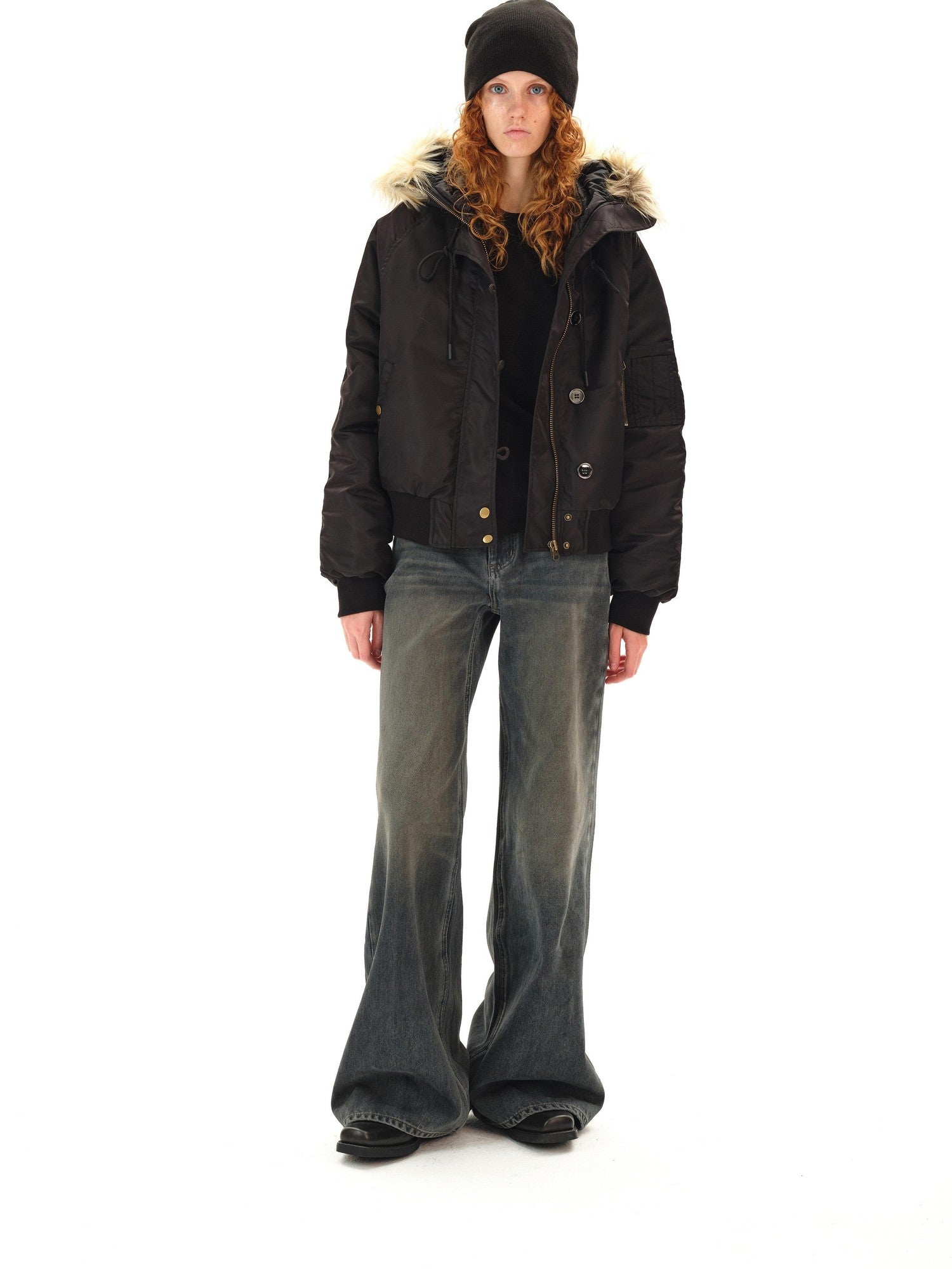 Northbutsouth Dark Wash Distressed Low Rise Micro Flare Women&
