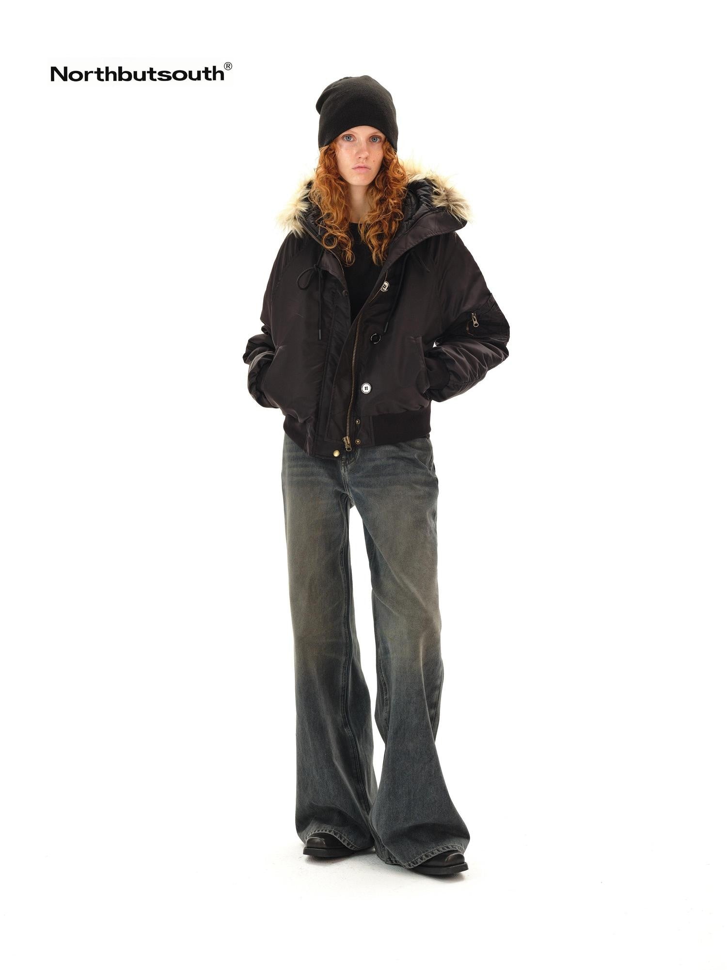 Northbutsouth Dark Wash Distressed Low Rise Micro Flare Women&