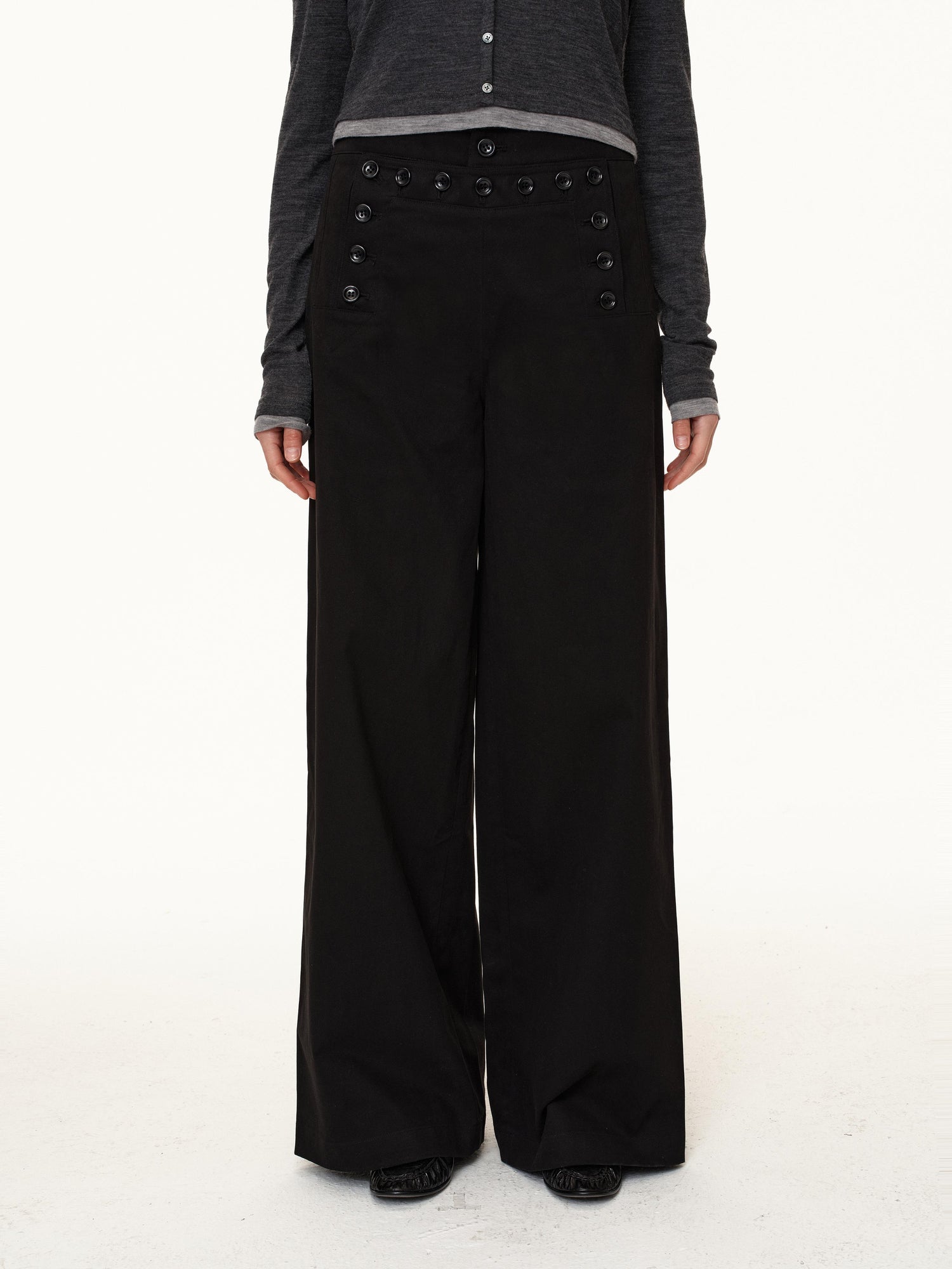 Northbutsouth Deck Multi Button Loose Straight Leg Pants