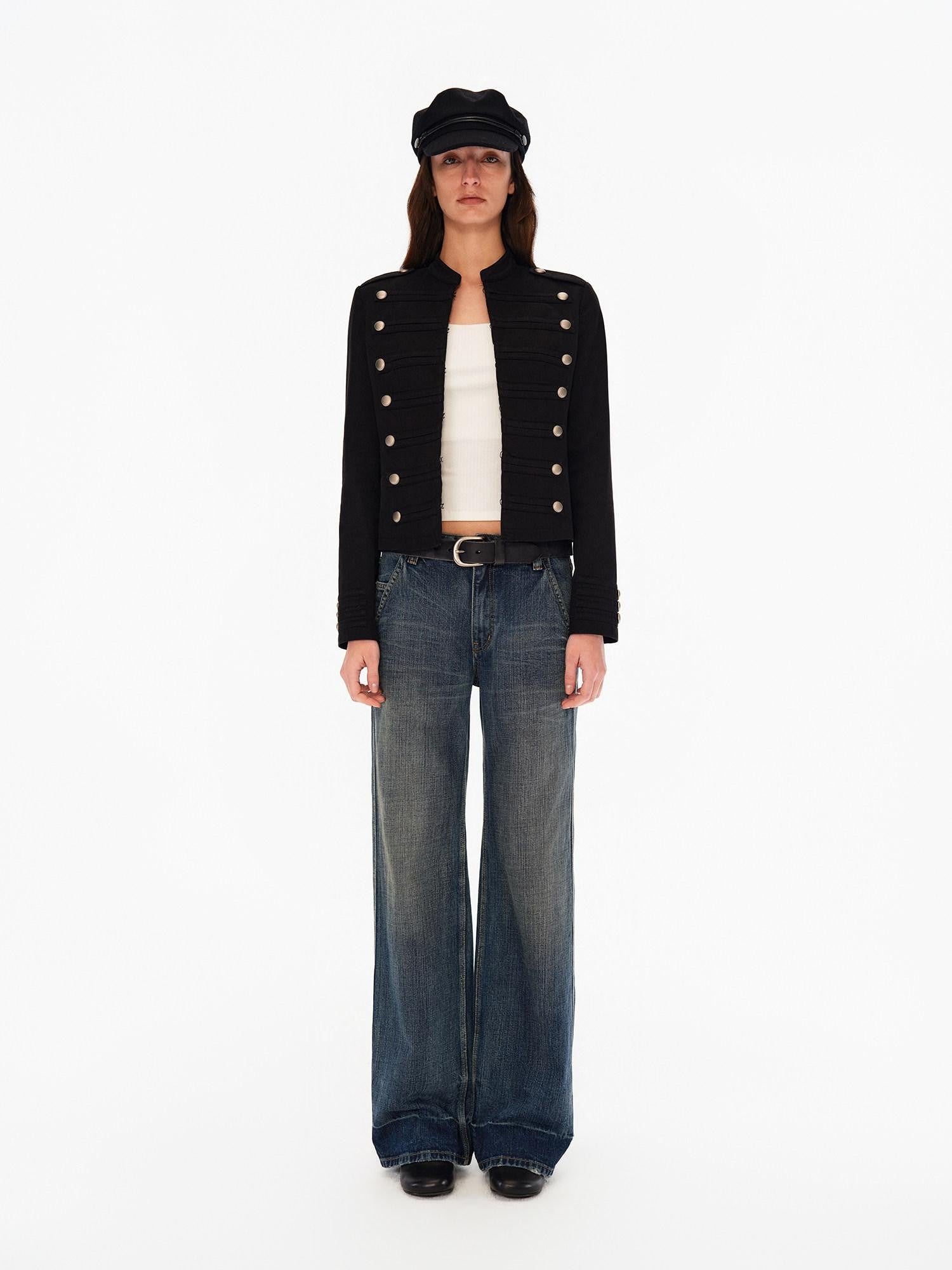 Northbutsouth Deep Blue Washed Whisker Slanted Pockets Women&