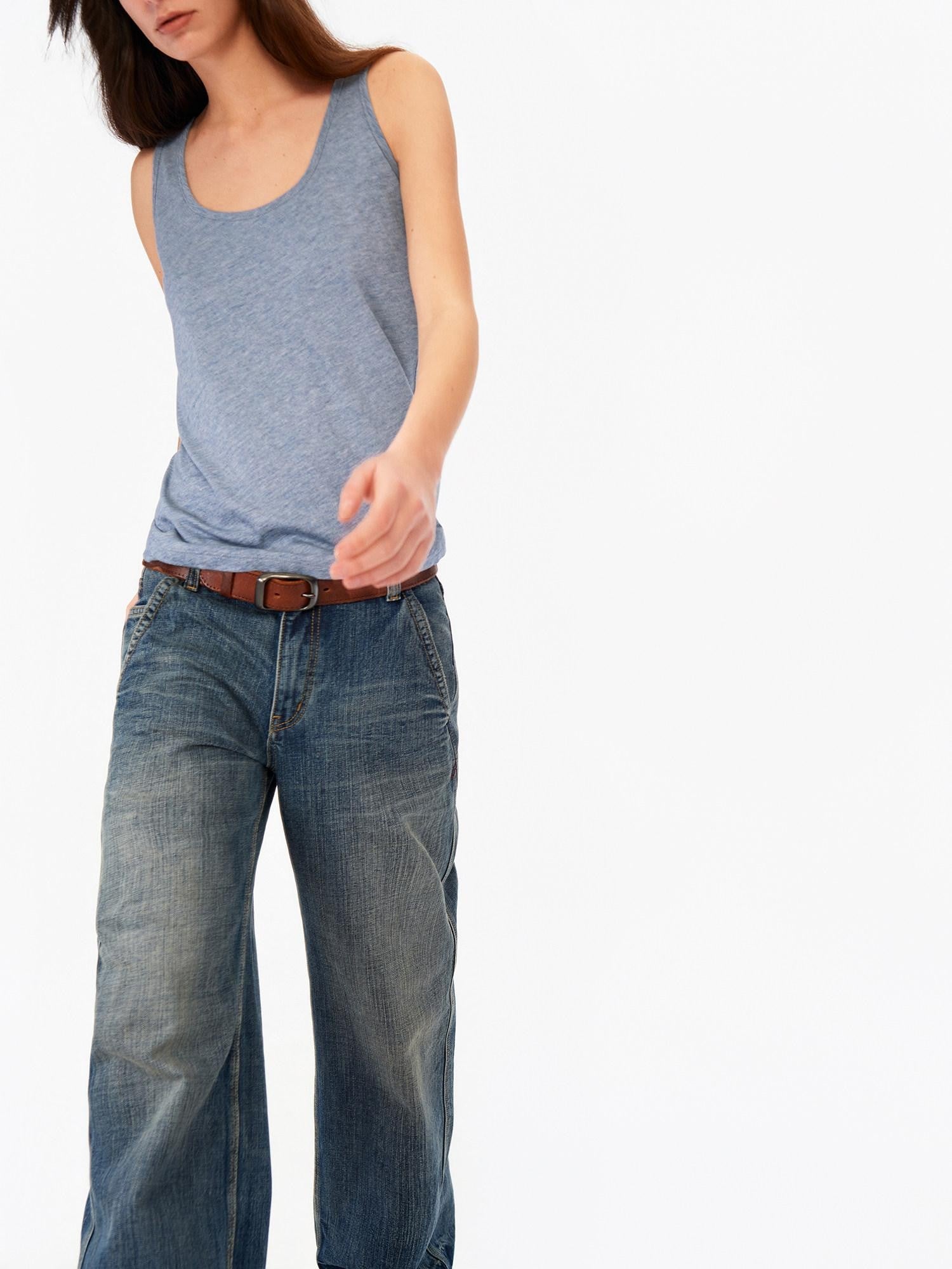 Northbutsouth Deep Blue Washed Whisker Slanted Pockets Women&