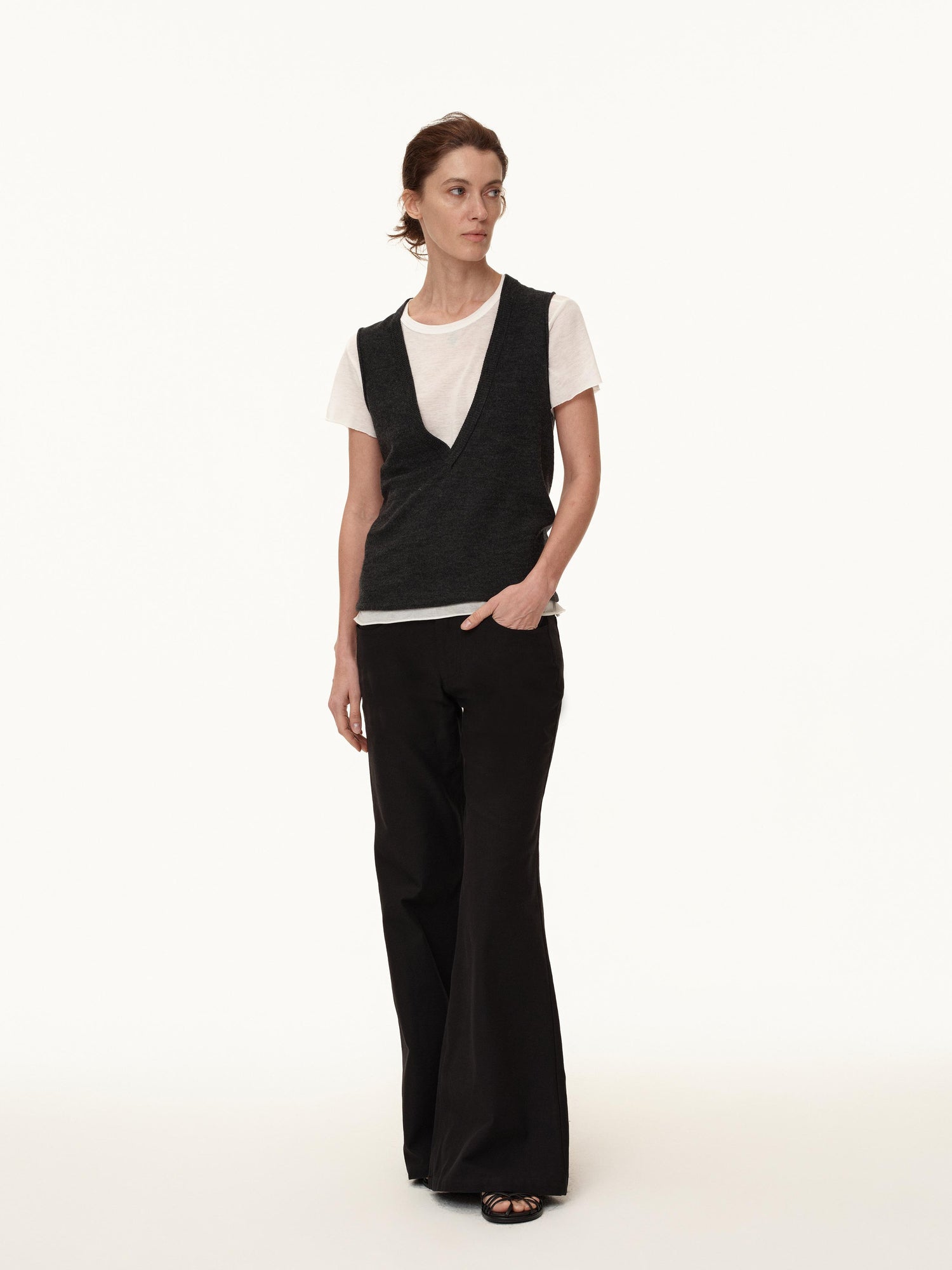 Northbutsouth Deep V-neck Layered Wool Vest