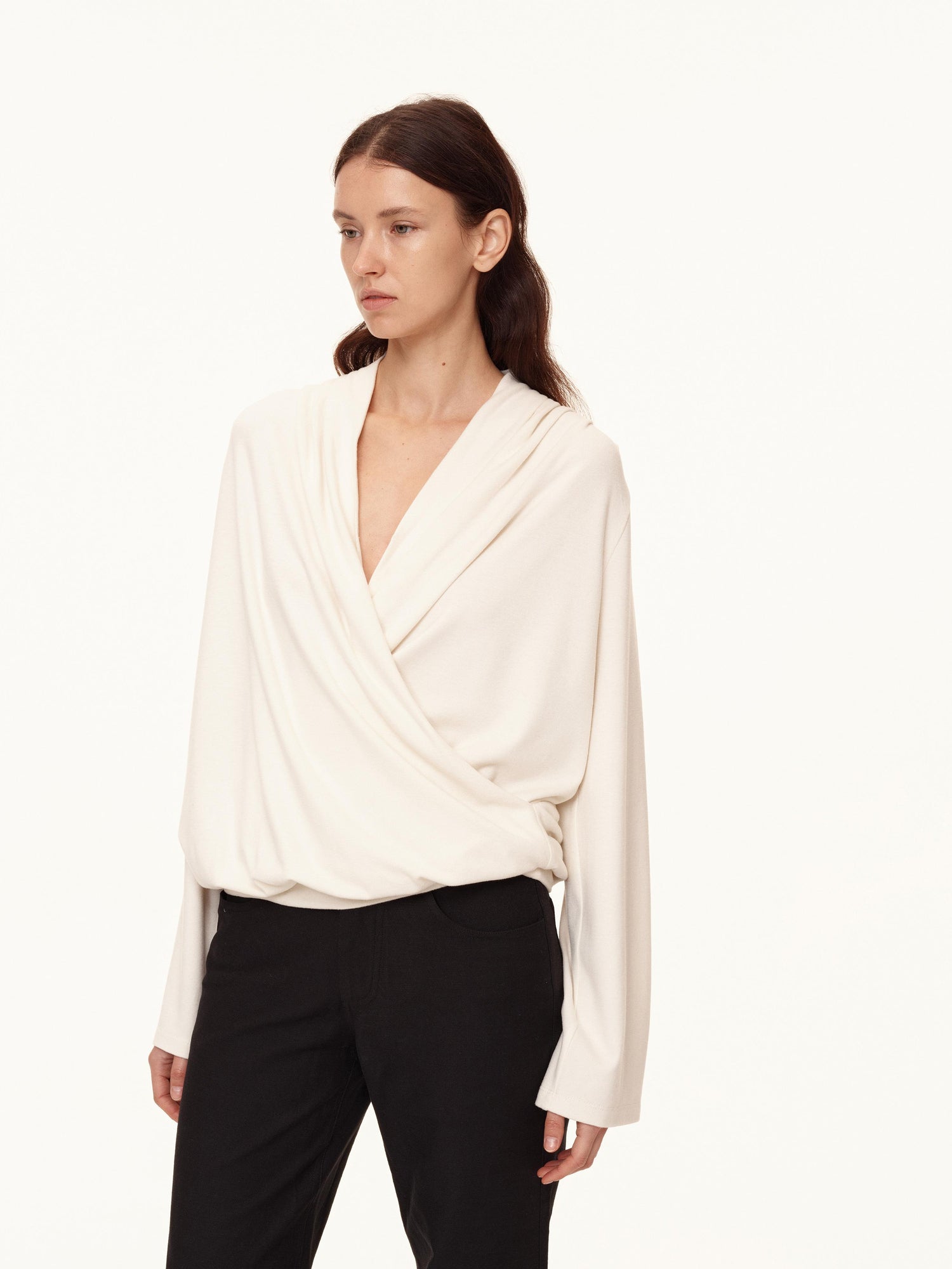 Northbutsouth Deep V Draped Twist Front Shell Top
