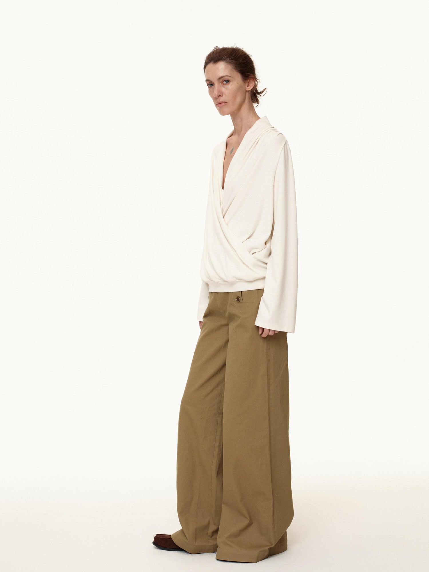 Northbutsouth Deep V Draped Twist Front Shell Top