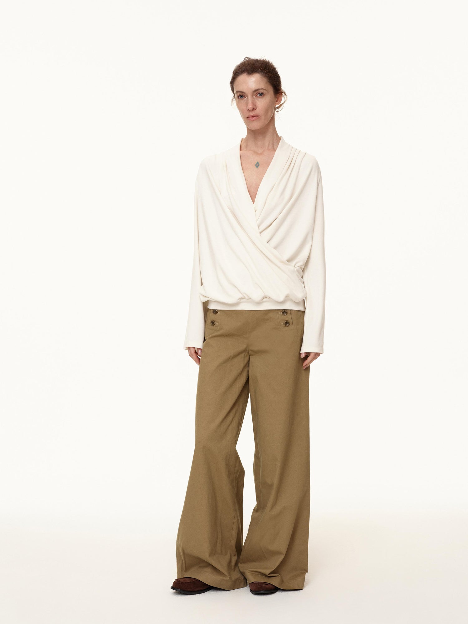 Northbutsouth Deep V Draped Twist Front Shell Top