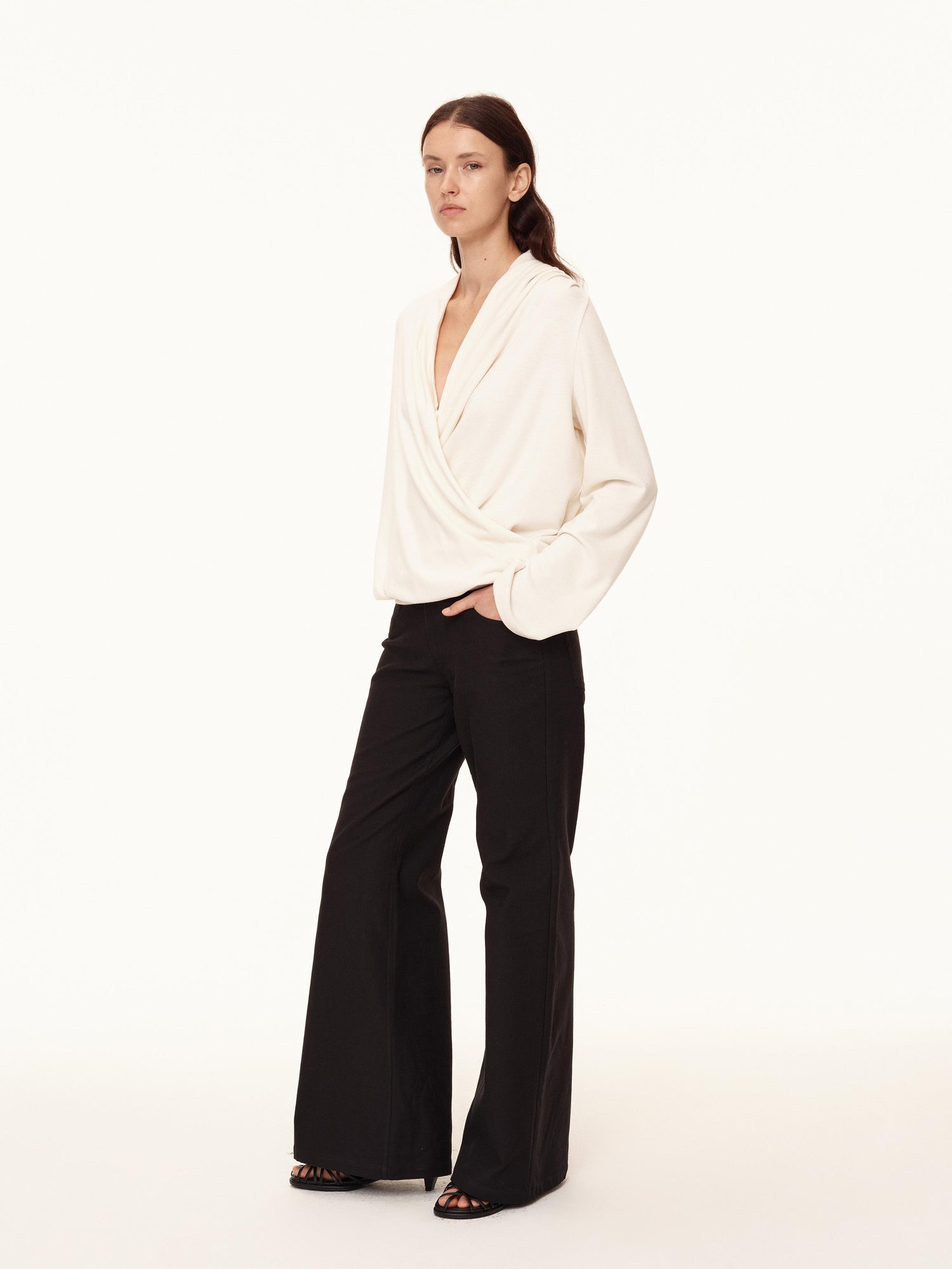 Northbutsouth Deep V Draped Twist Front Shell Top