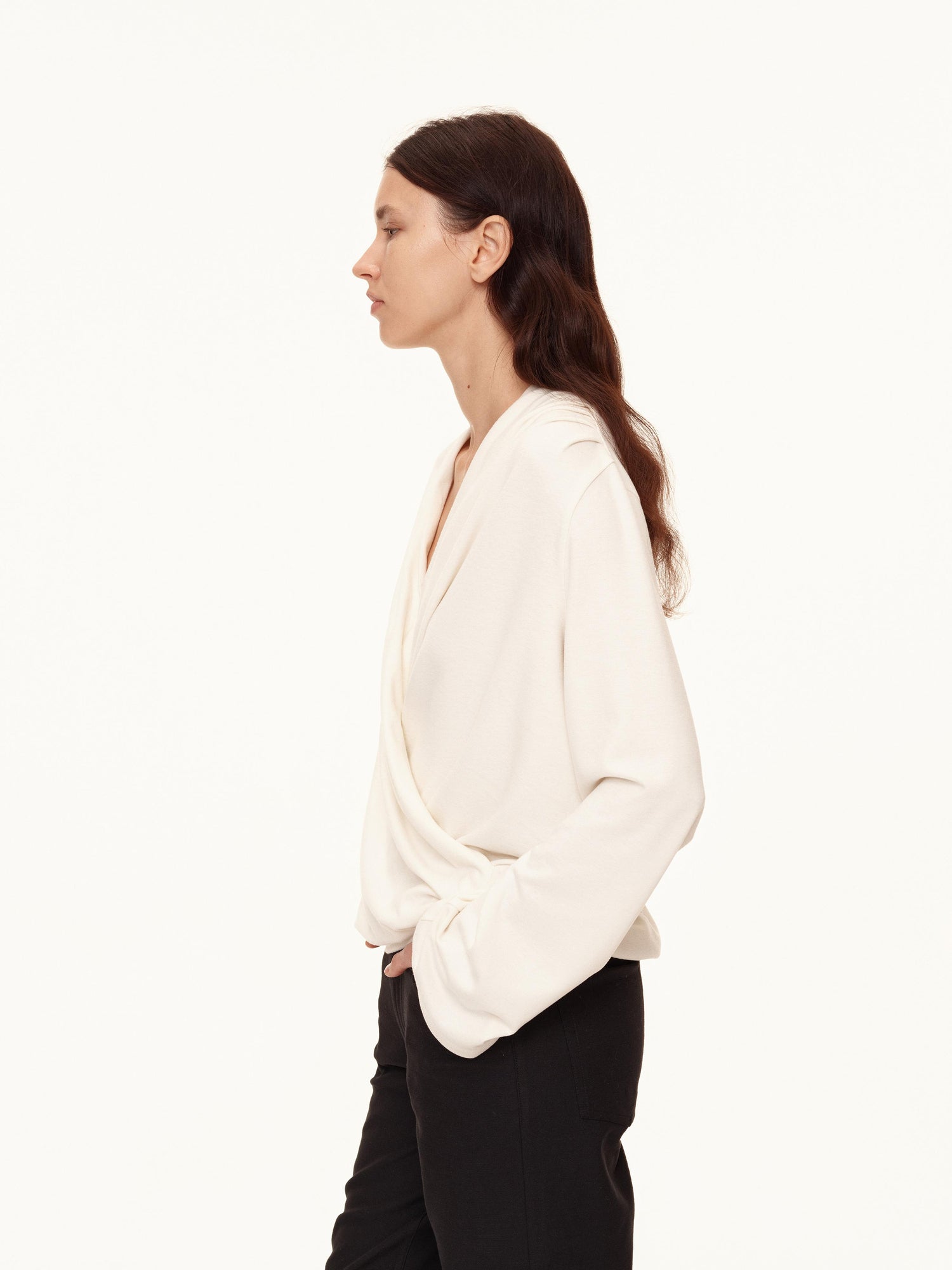 Northbutsouth Deep V Draped Twist Front Shell Top