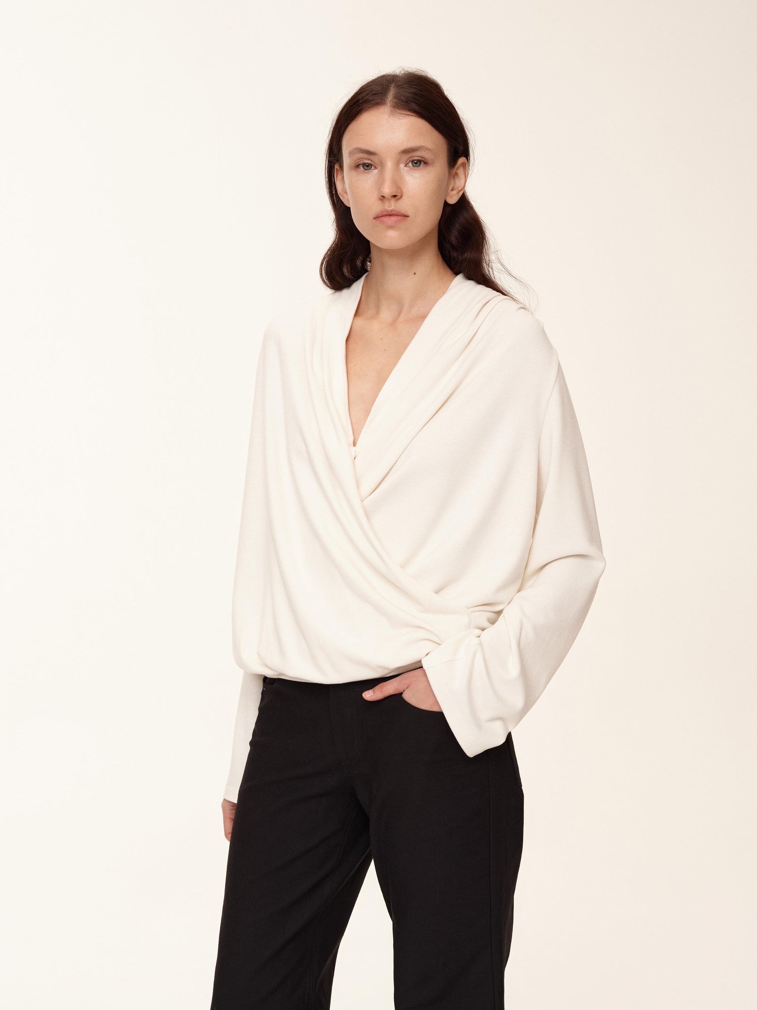 Northbutsouth Deep V Draped Twist Front Shell Top