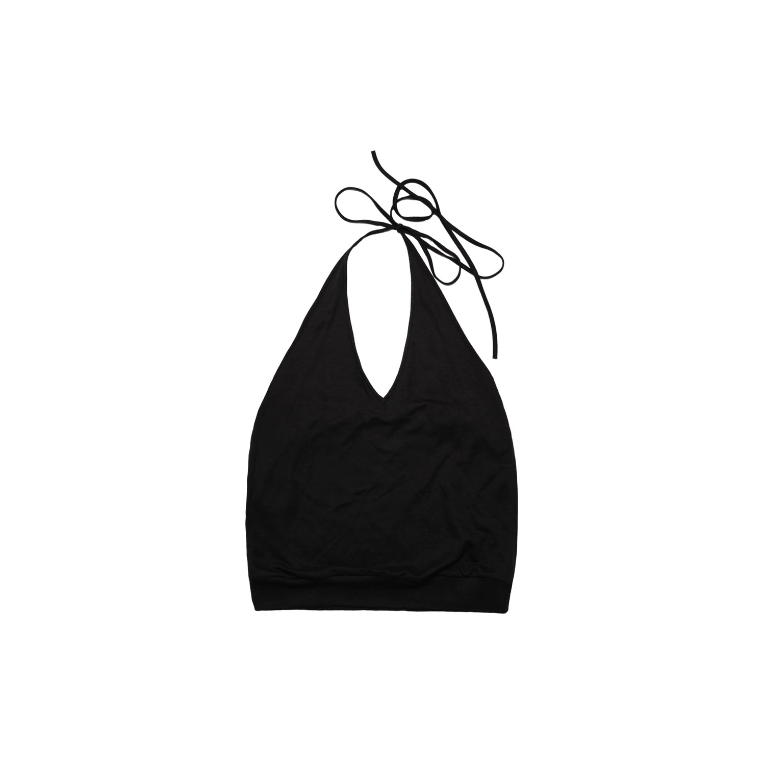 Northbutsouth Deep V Halter Backless Holiday Top In Black And White MISSTT