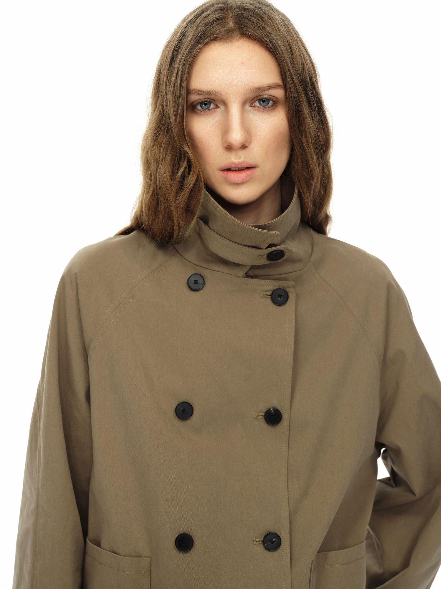 Northbutsouth Double Breasted Tied Waist Short Coat With Detachable Belt