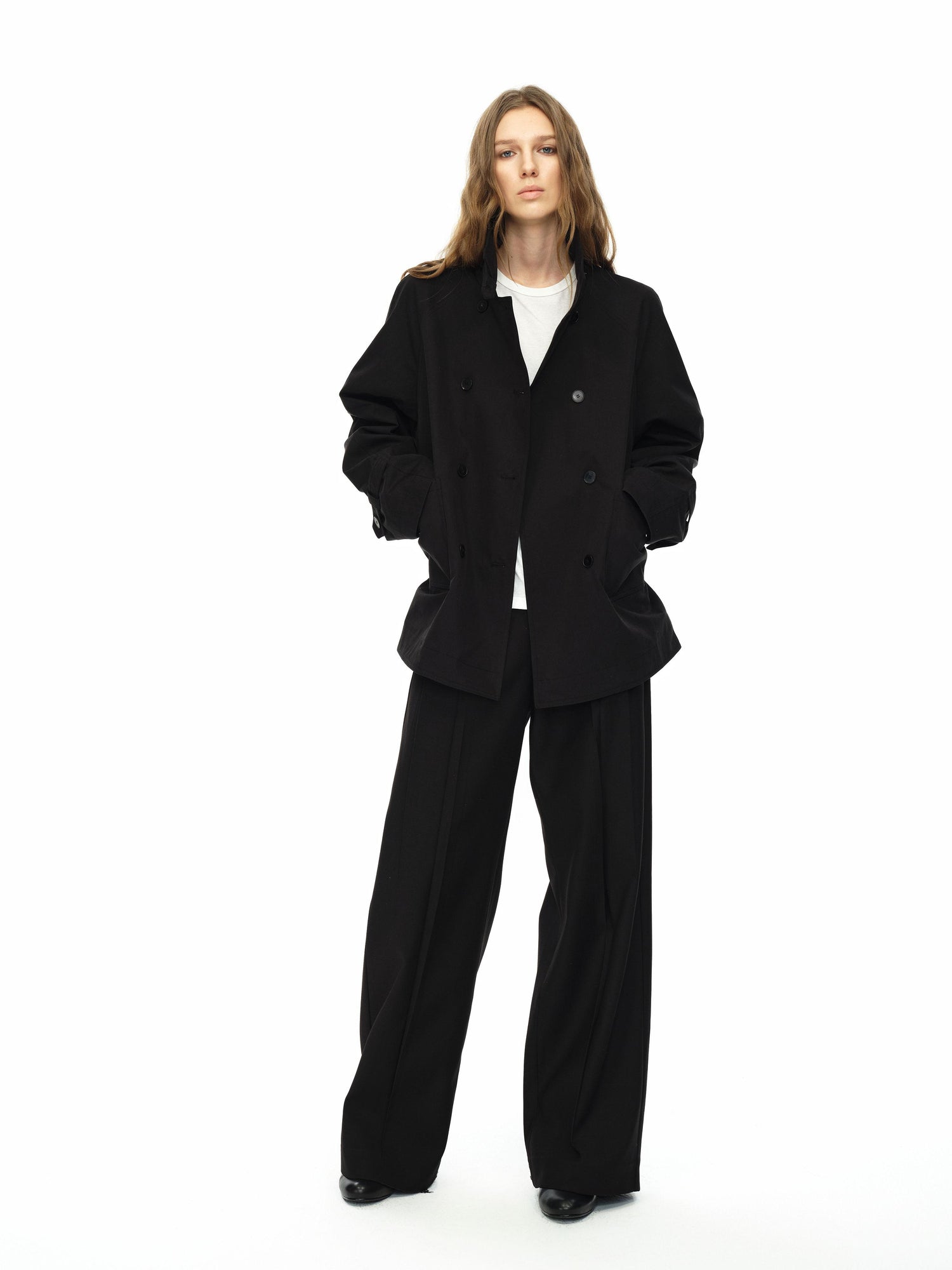 Northbutsouth Double Breasted Tied Waist Short Coat With Detachable Belt