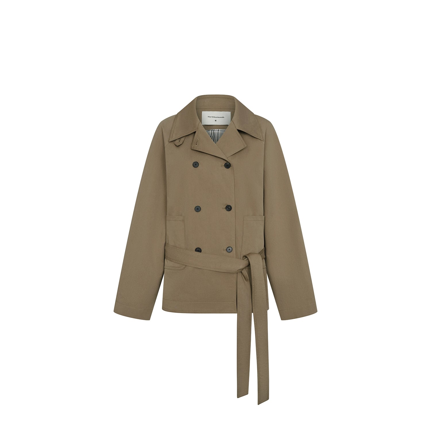 Northbutsouth Double Breasted Tied Waist Short Coat With Detachable Belt MISSTT