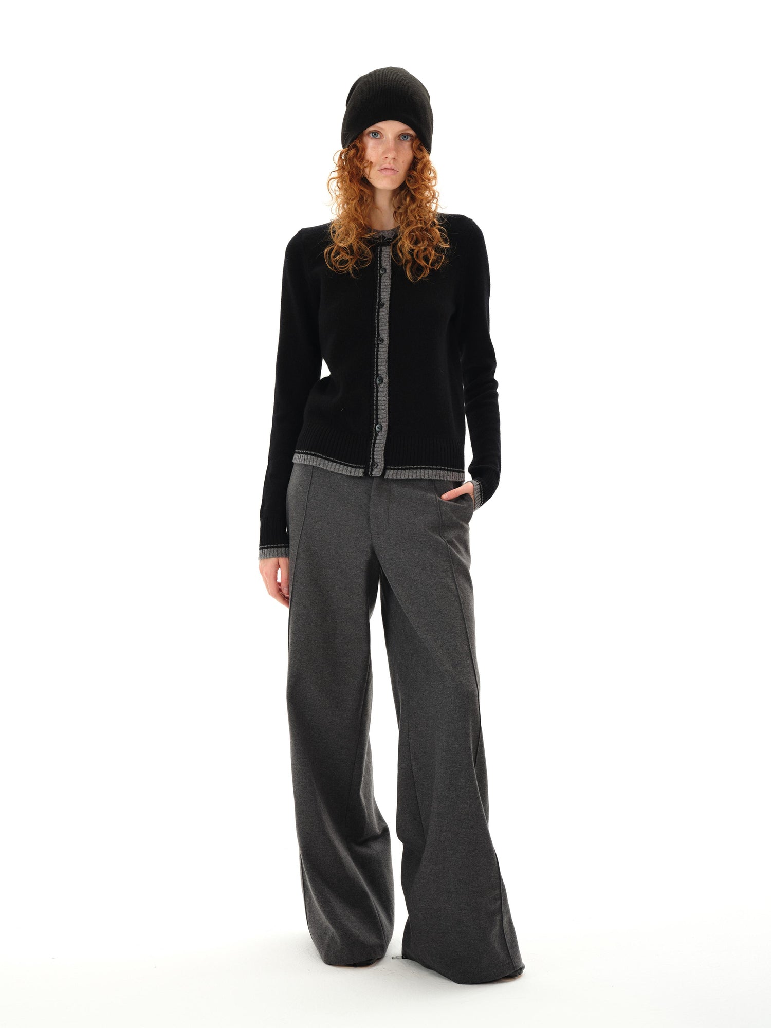 Northbutsouth Double Faced Colorblock Wool Cardigan V-neck Long Sleeve