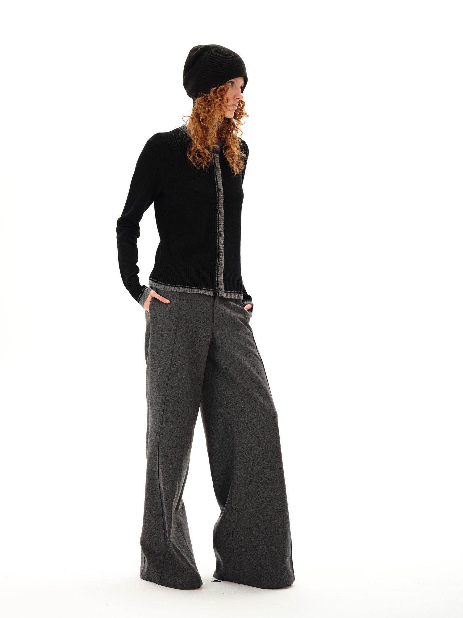 Northbutsouth Double Faced Colorblock Wool Cardigan V-neck Long Sleeve