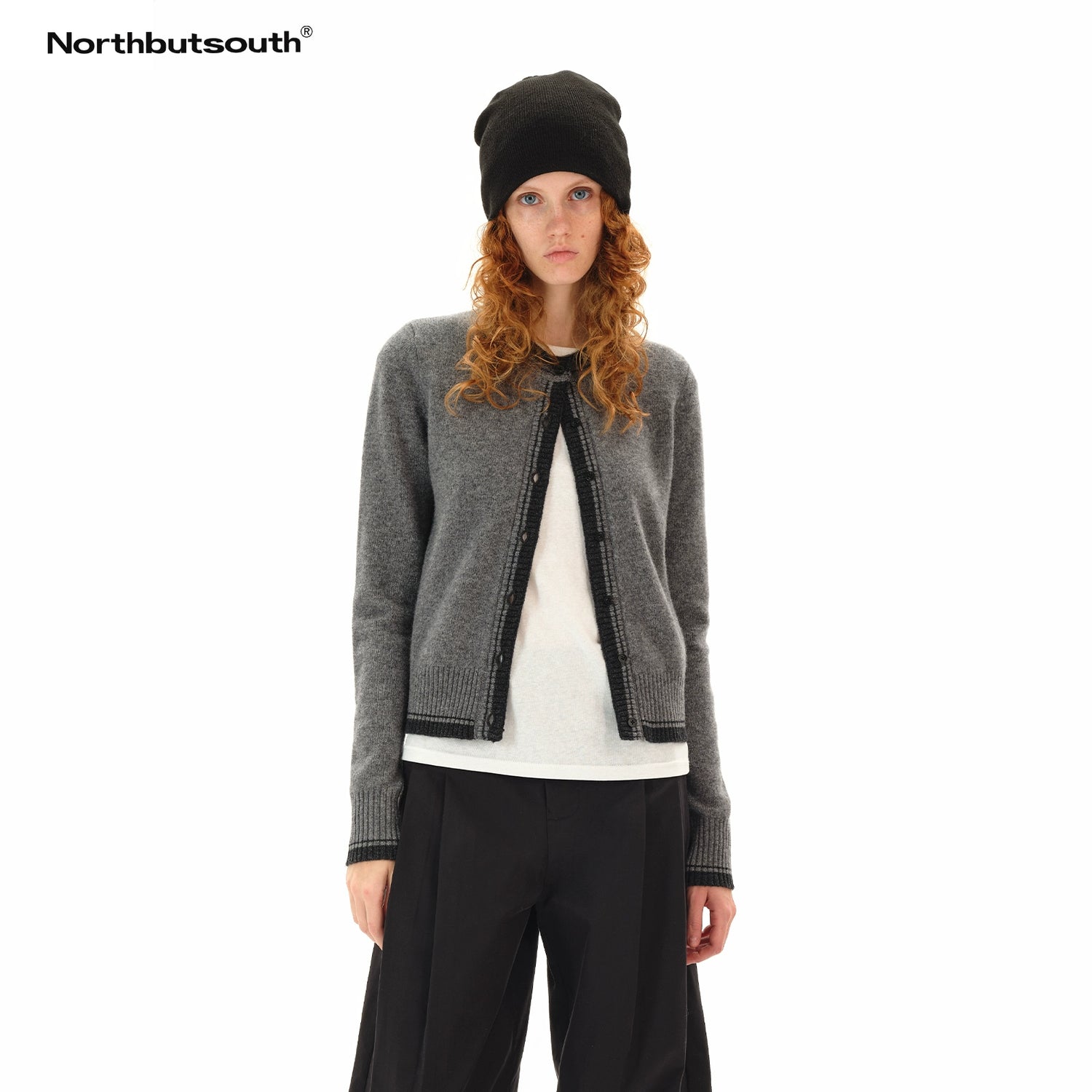 Northbutsouth Double Faced Colorblock Wool Cardigan V-neck Long Sleeve MISSTT