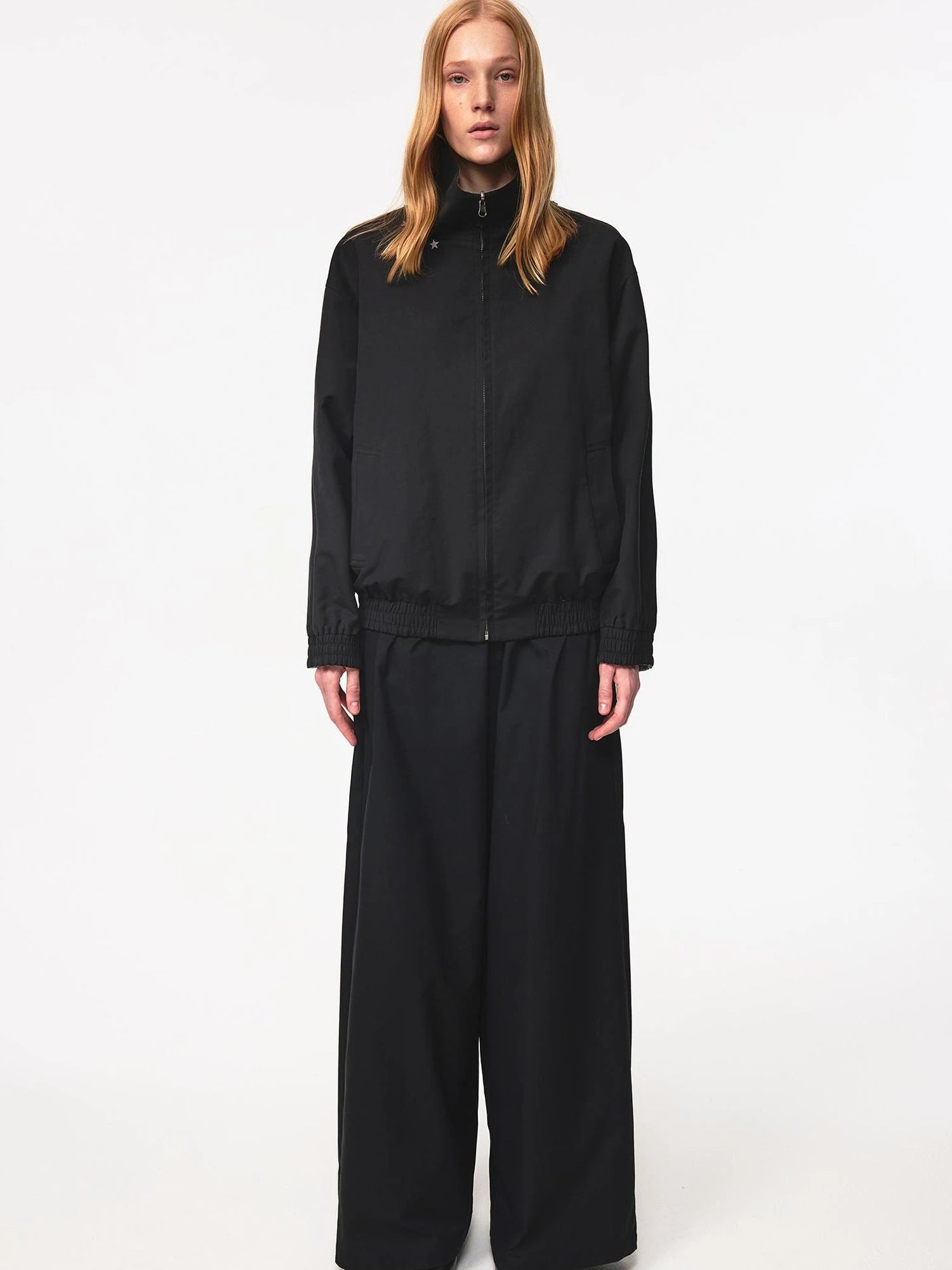 Double Sided Star Rivet Stand Collar Oversized Jacket