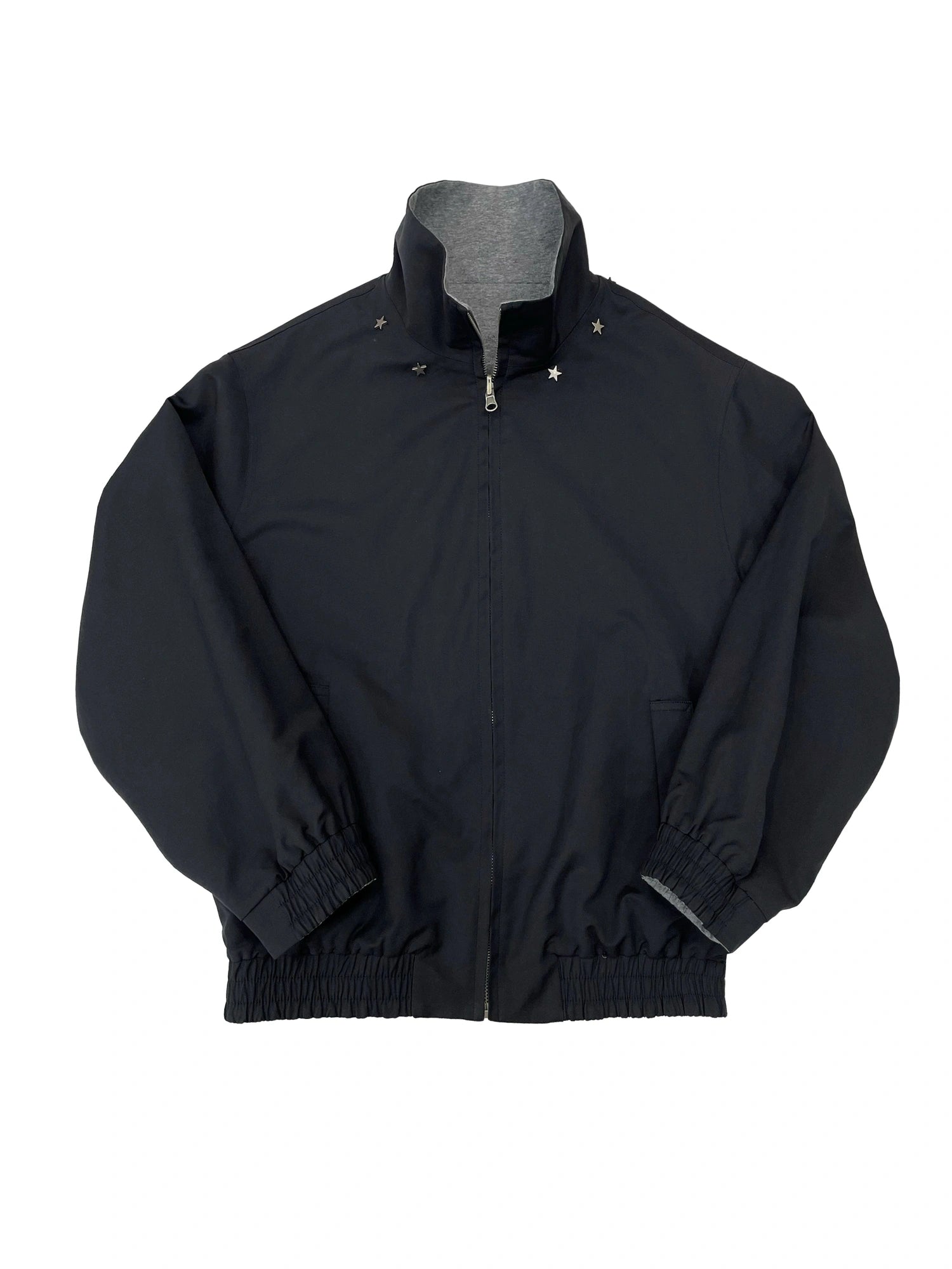 Double Sided Star Rivet Stand Collar Oversized Jacket