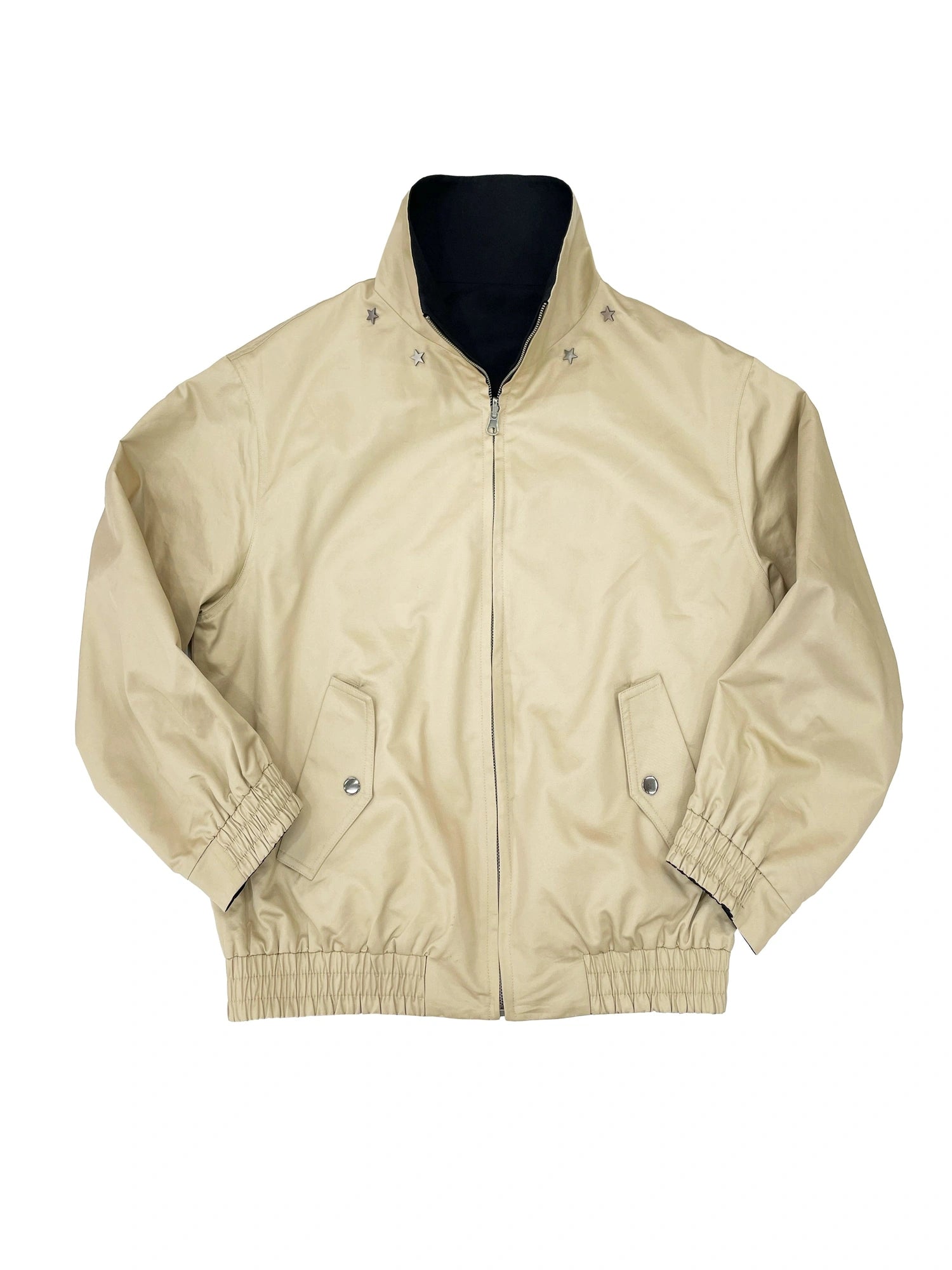 Double Sided Star Rivet Stand Collar Oversized Jacket