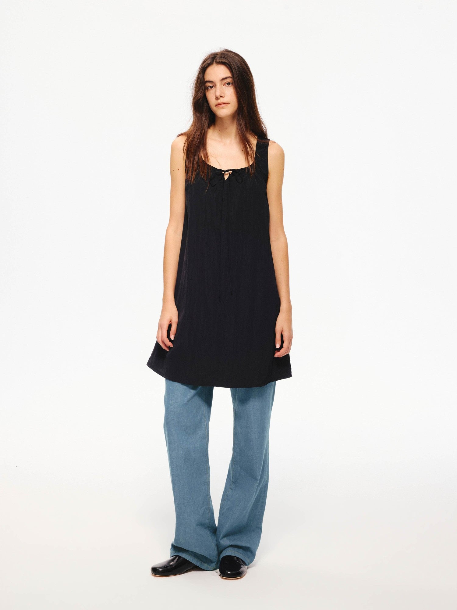 Northbutsouth Drapey Small Square Neck A Line Tie Waist Women&