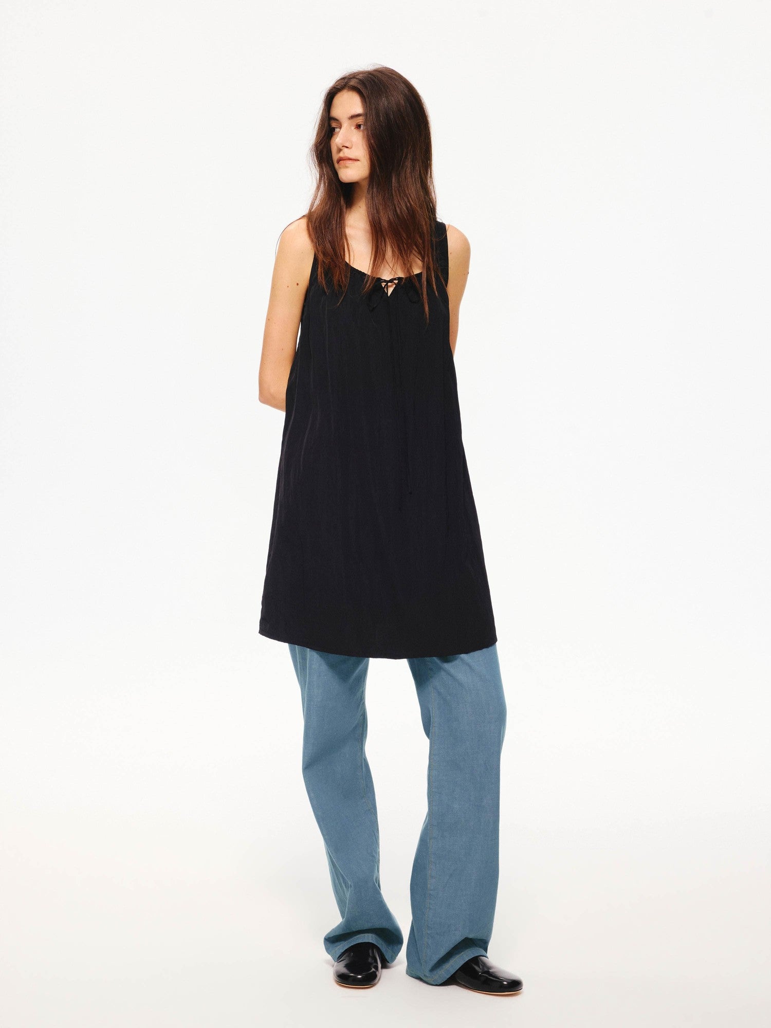 Northbutsouth Drapey Small Square Neck A Line Tie Waist Women&
