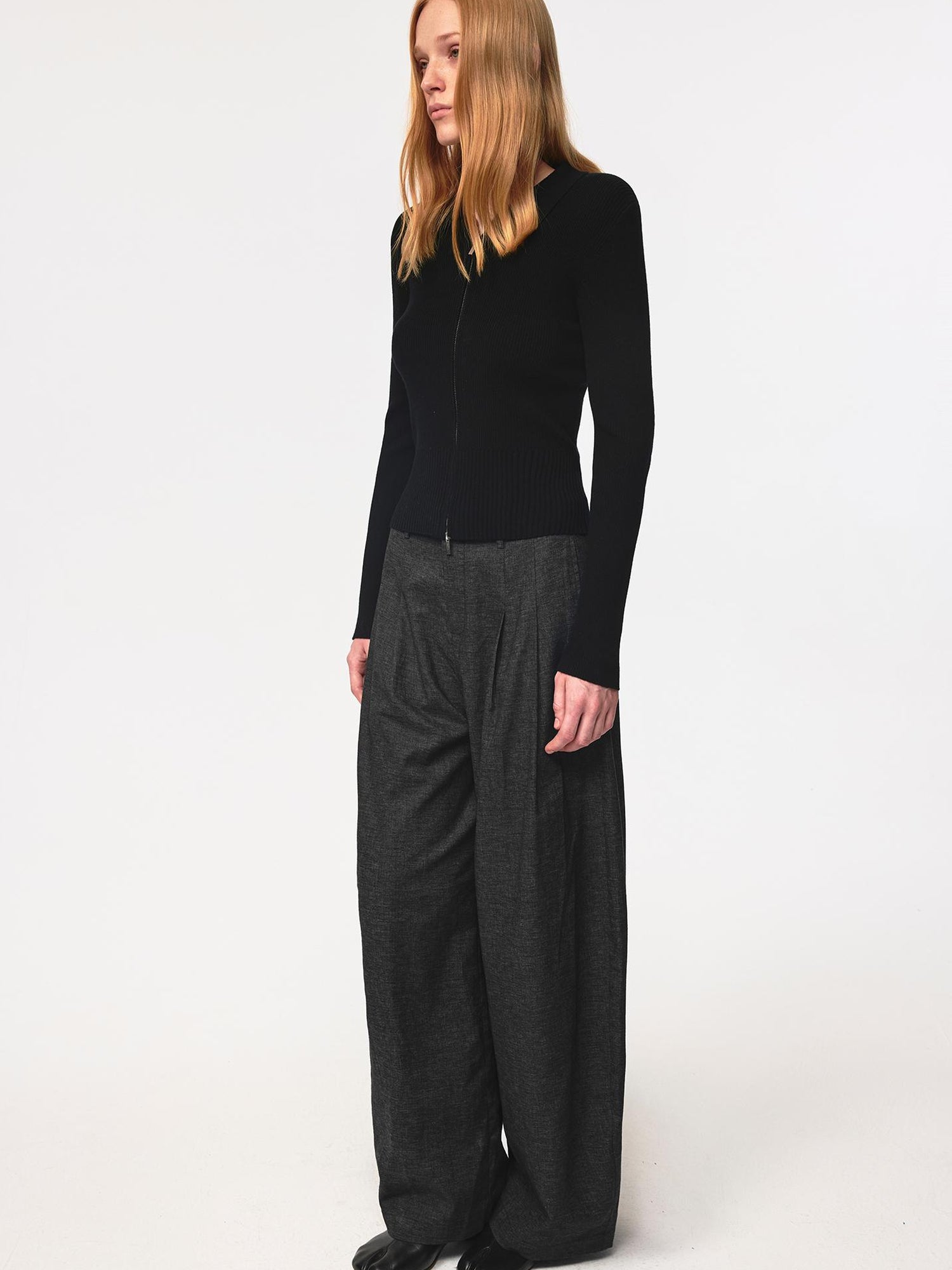 Northbutsouth Drop Fit Hemp Cocoon Trousers With Low Waist And Hook Closure