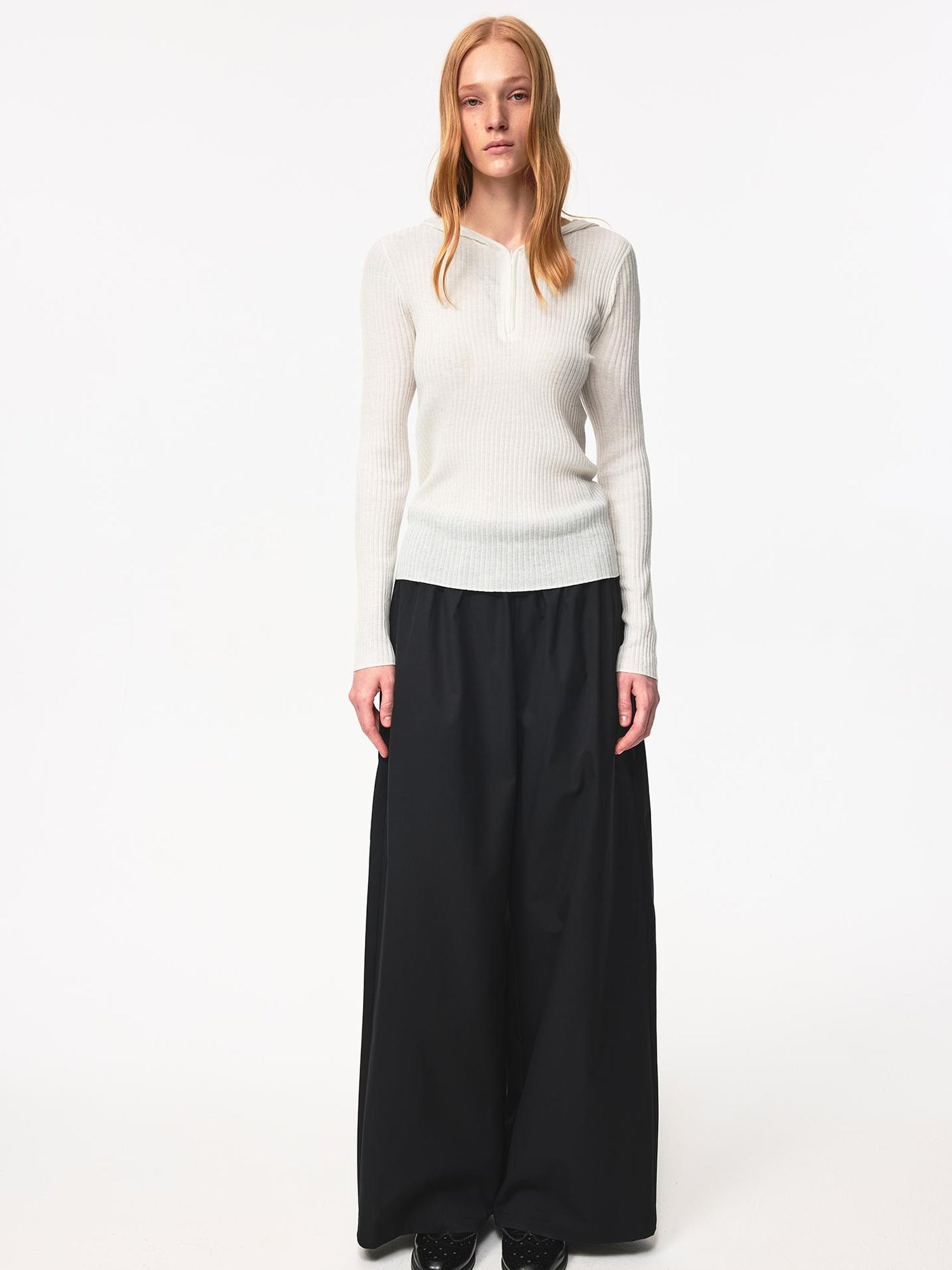 Northbutsouth Elastic Waist Wide Leg Pants With Lace Trim