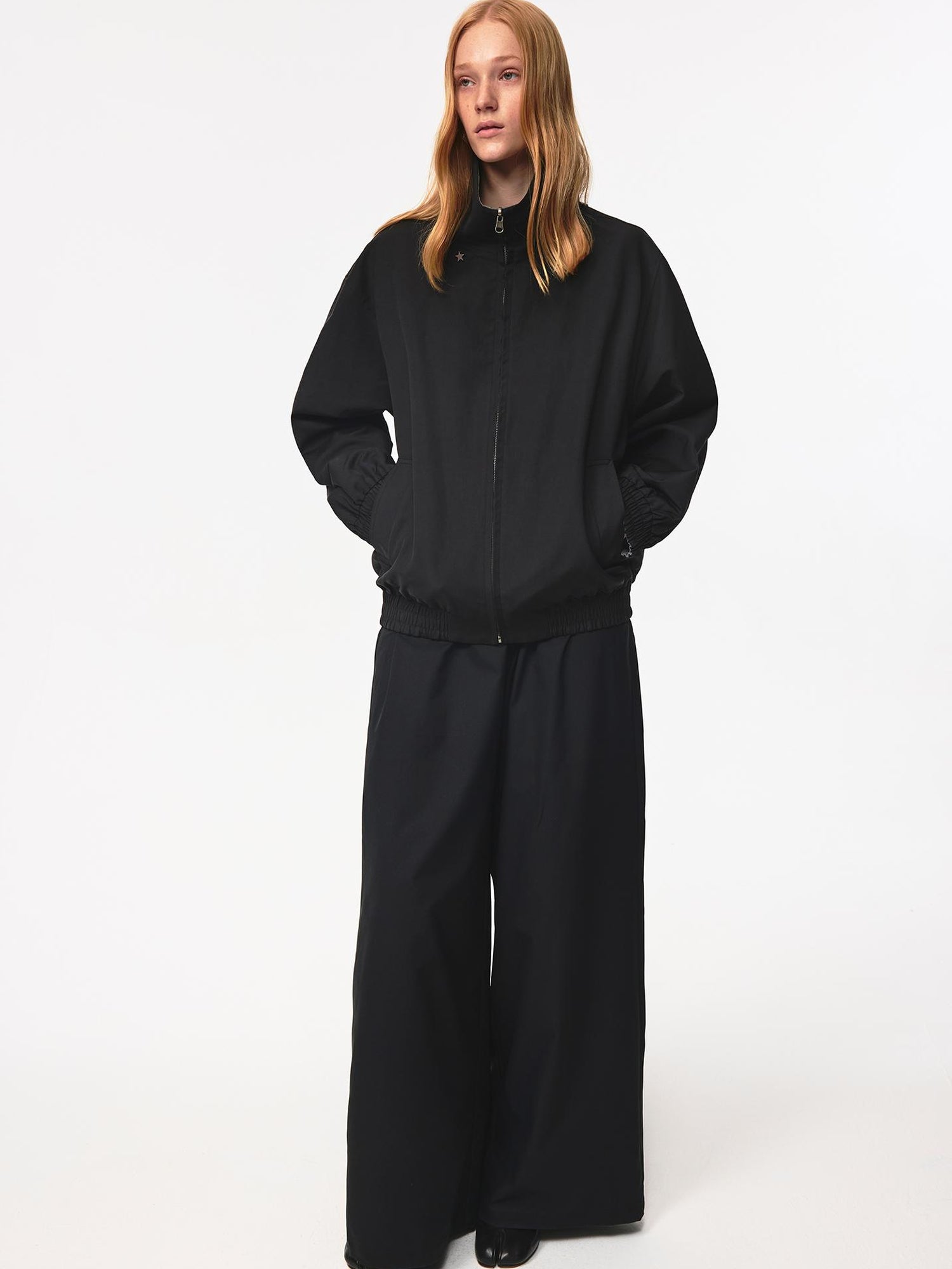 Northbutsouth Elastic Waist Wide Leg Pants With Lace Trim