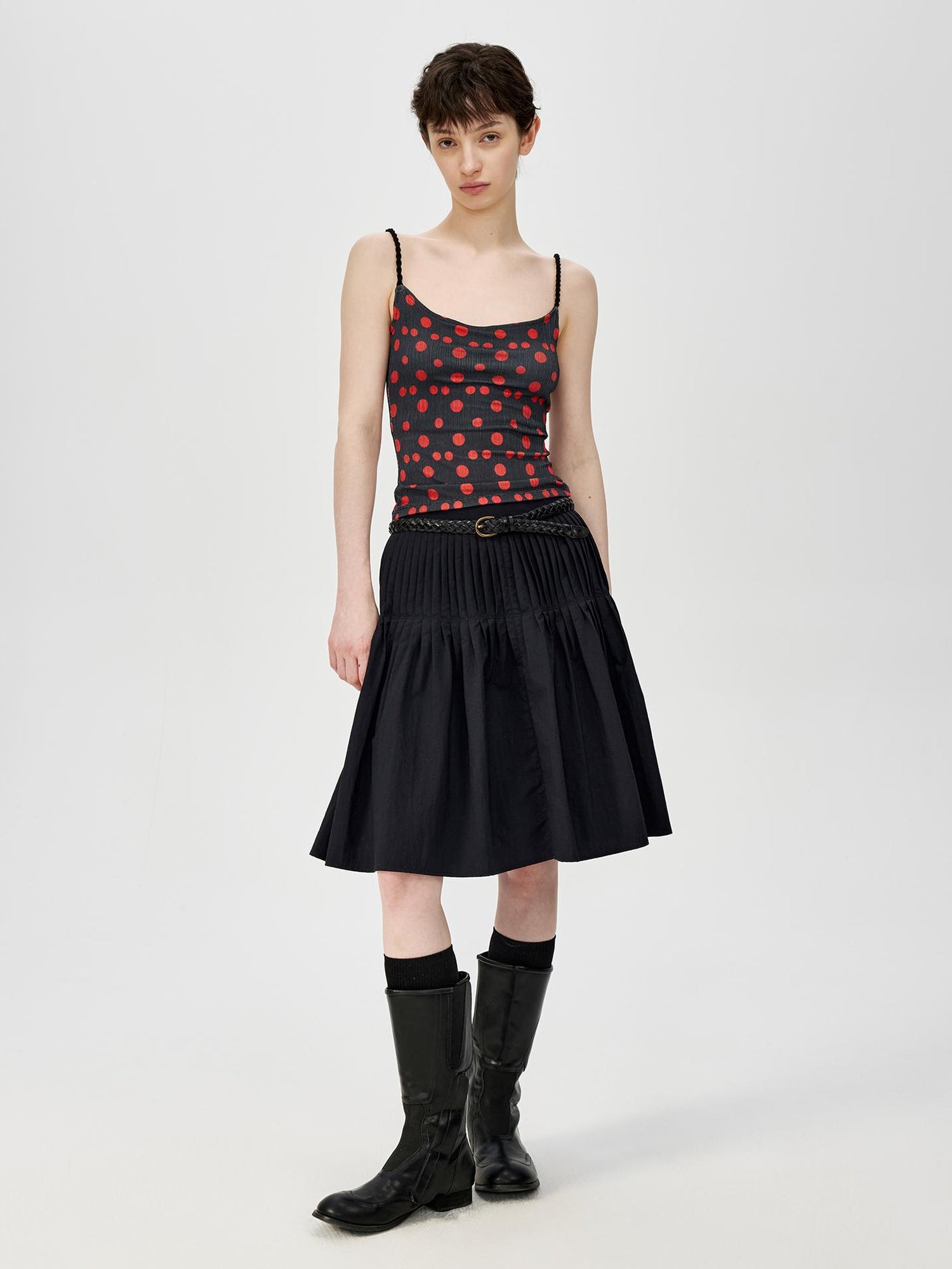 Northbutsouth Fine Pleated A Line Low Waist Lightweight Casual Puff Skirt