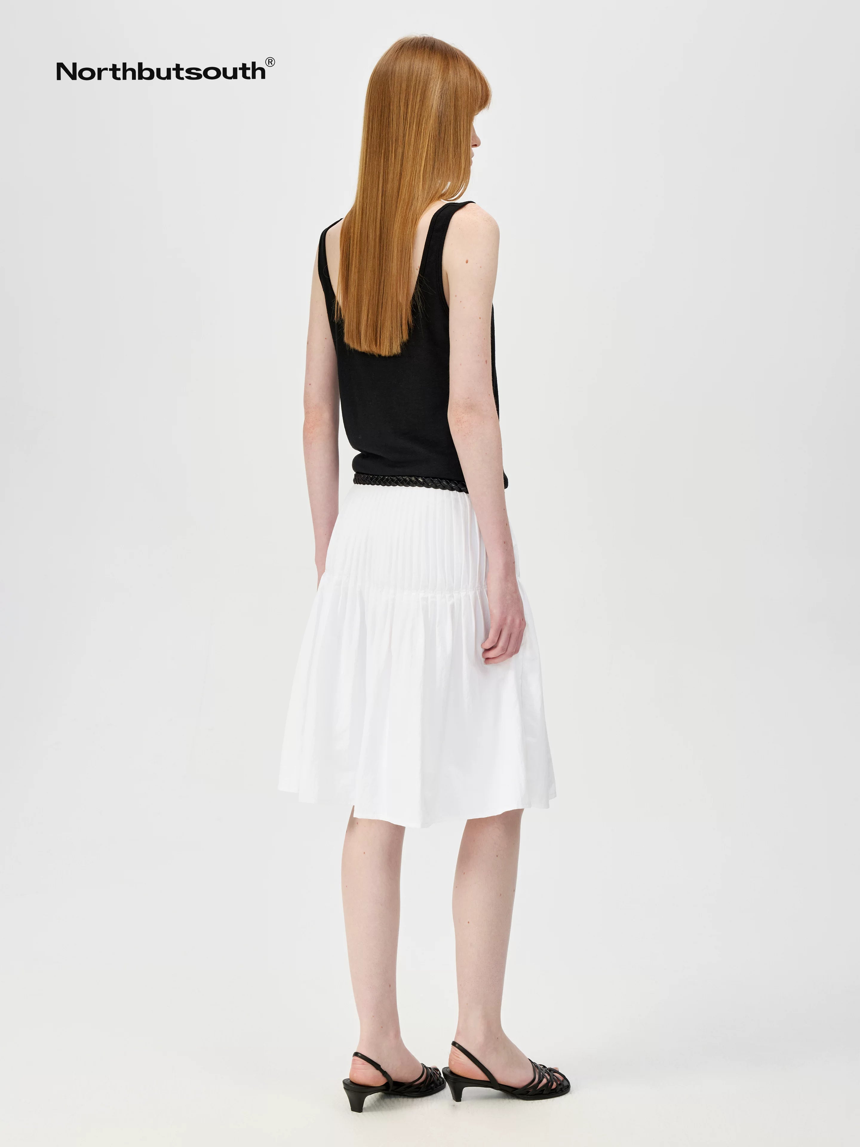 Northbutsouth Fine Pleated A Line Low Waist Lightweight Casual Puff Skirt-3