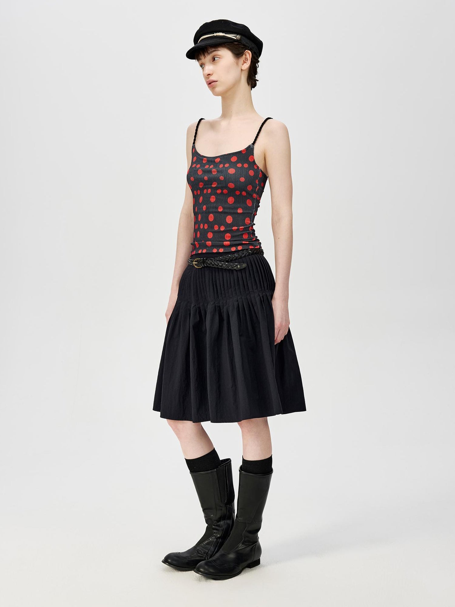 Northbutsouth Fine Pleated A Line Low Waist Lightweight Casual Puff Skirt