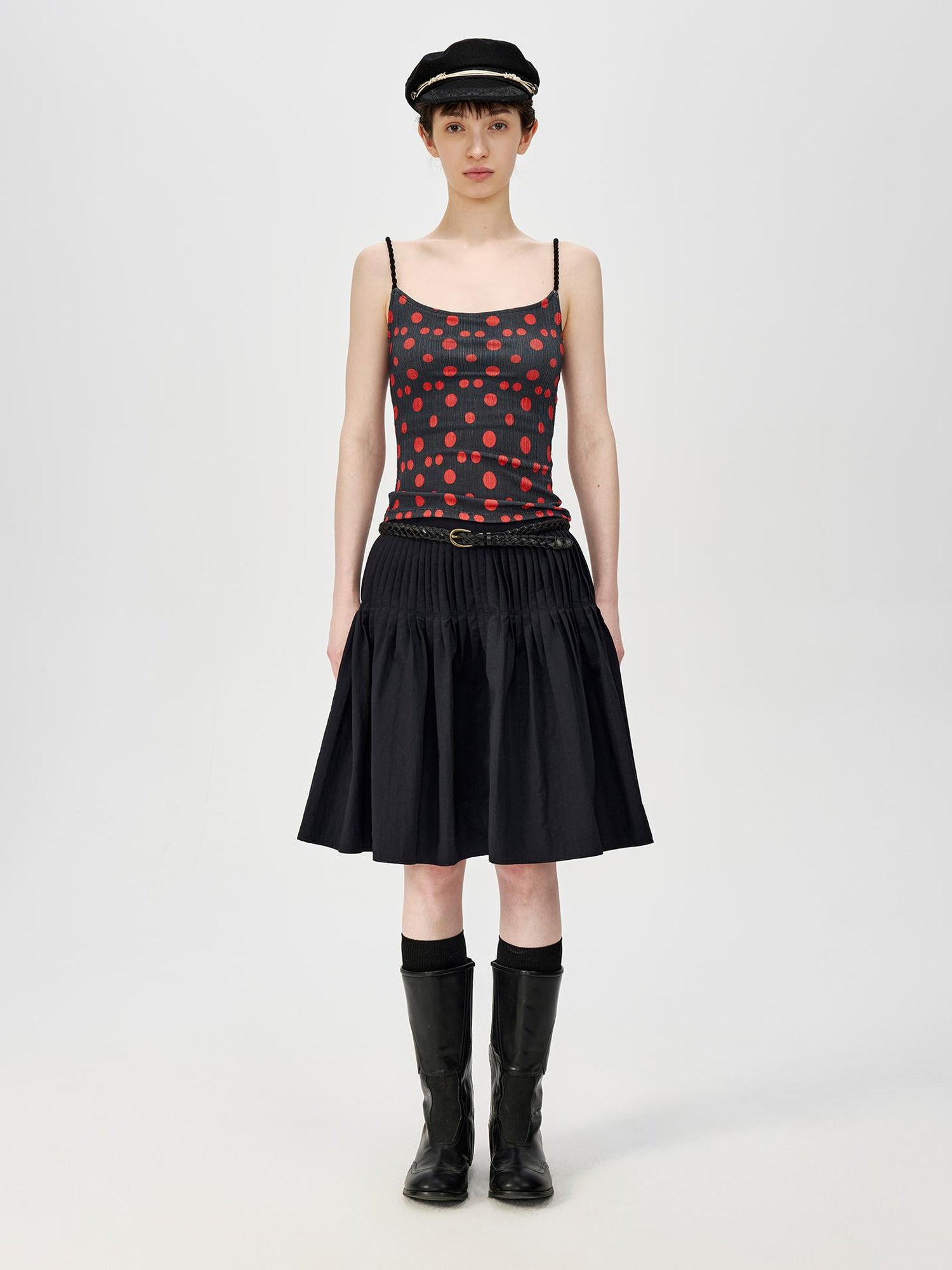 Northbutsouth Fine Pleated A Line Low Waist Lightweight Casual Puff Skirt