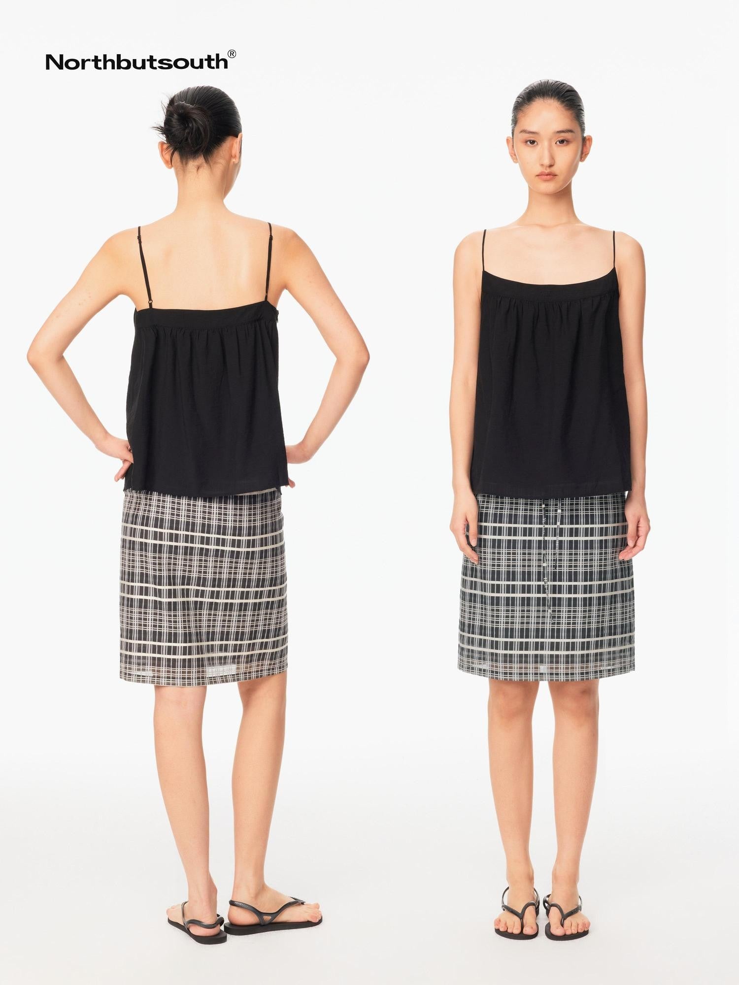 Northbutsouth Fine Ribbed Curved Adjustable Straps Loose Women&