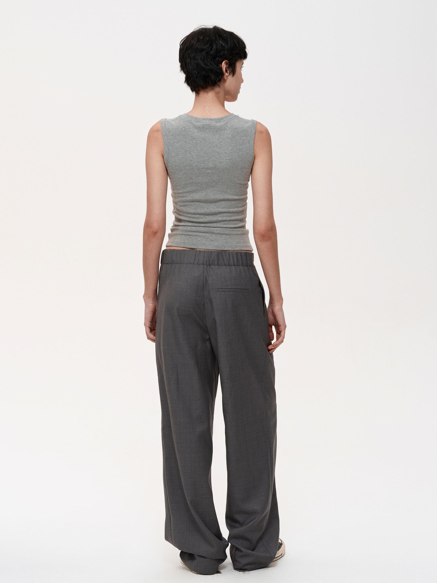 Northbutsouth Fine Wool Drawstring Trousers with Relaxed Fit