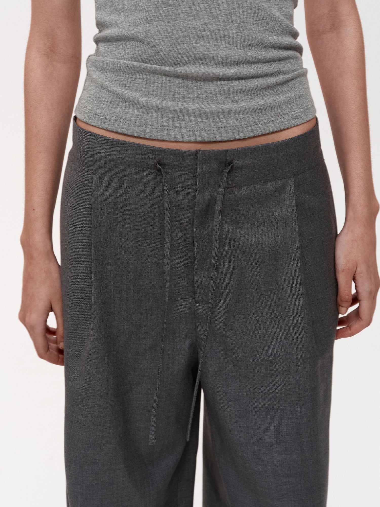 Northbutsouth Fine Wool Drawstring Trousers with Relaxed Fit