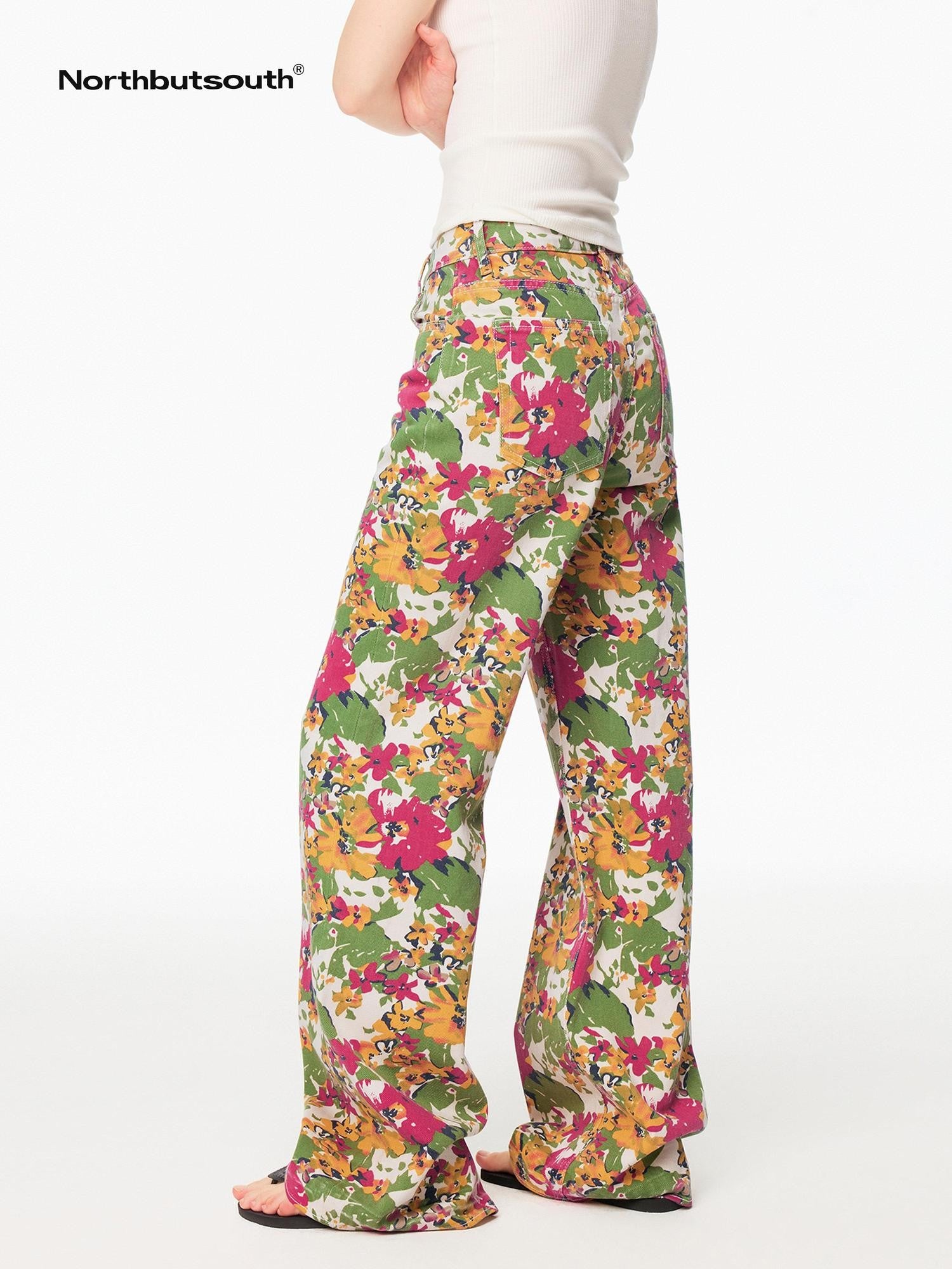 Northbutsouth Floral Mid Rise Relaxed Casual Women&