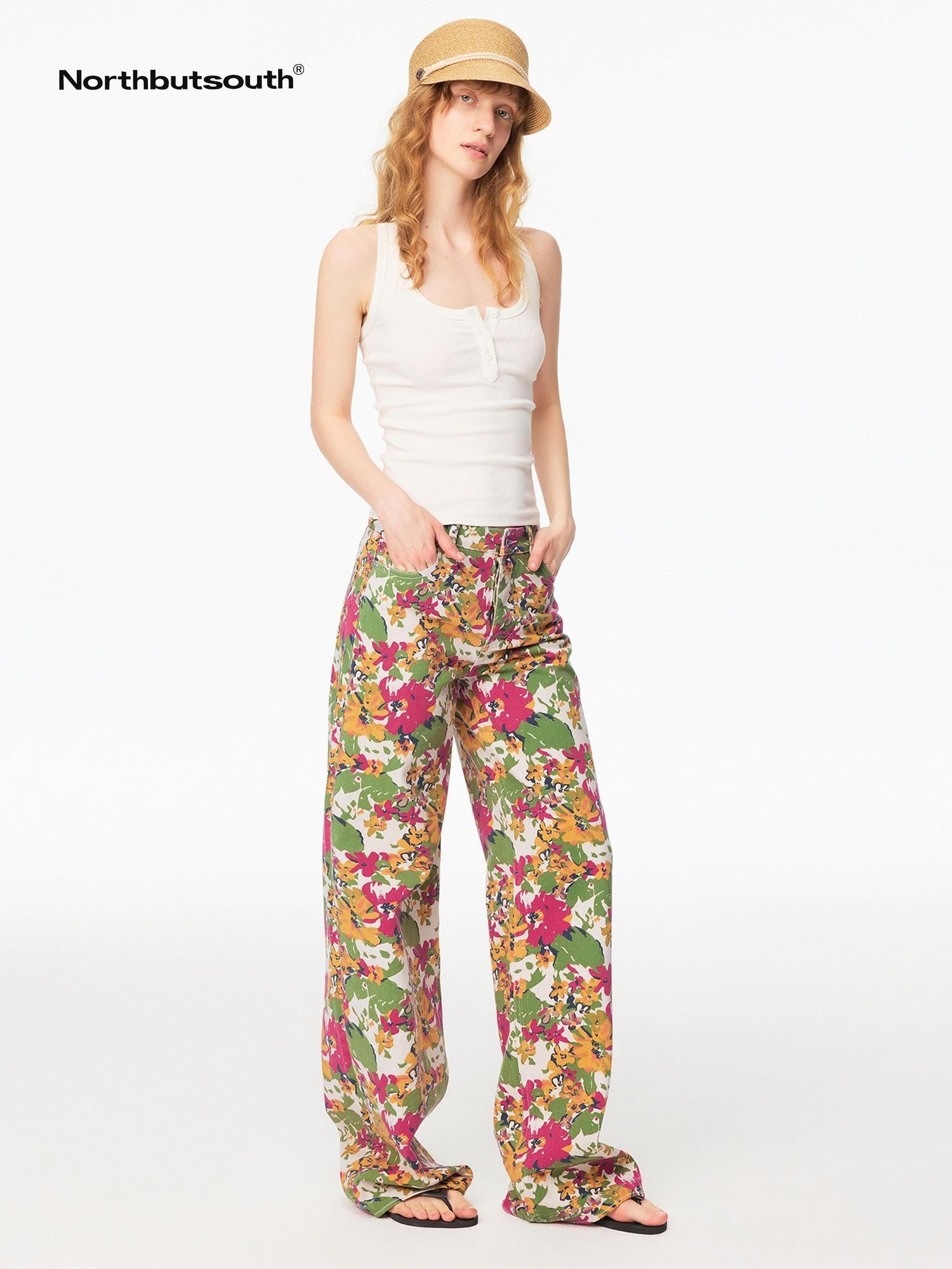 Northbutsouth Floral Mid Rise Relaxed Casual Women&