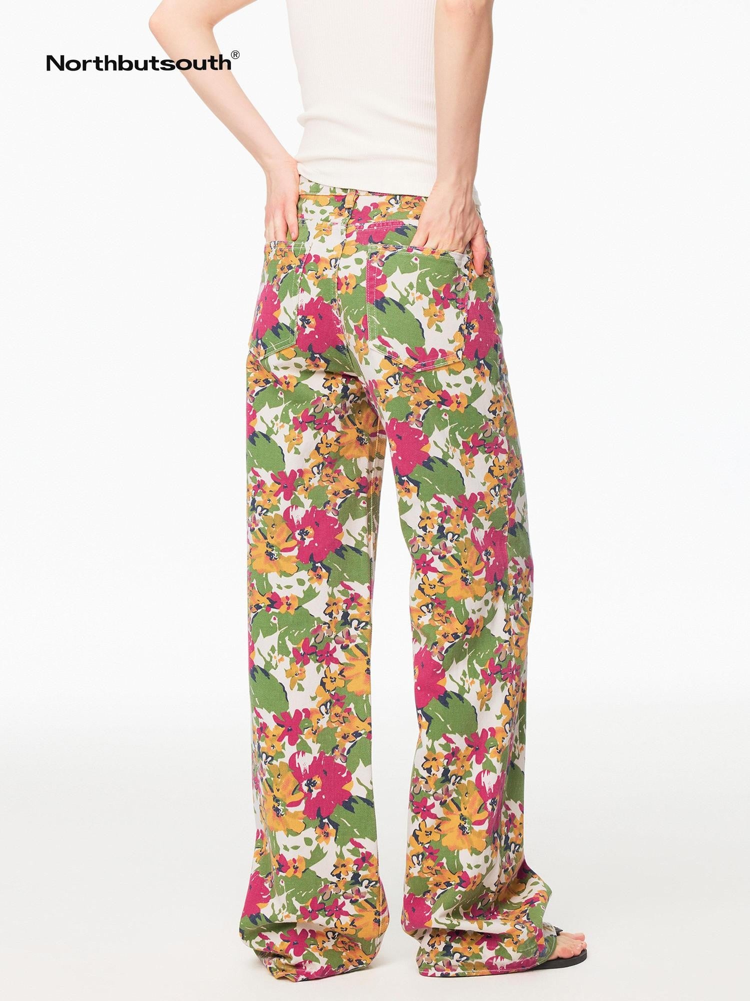 Northbutsouth Floral Mid Rise Relaxed Casual Women&