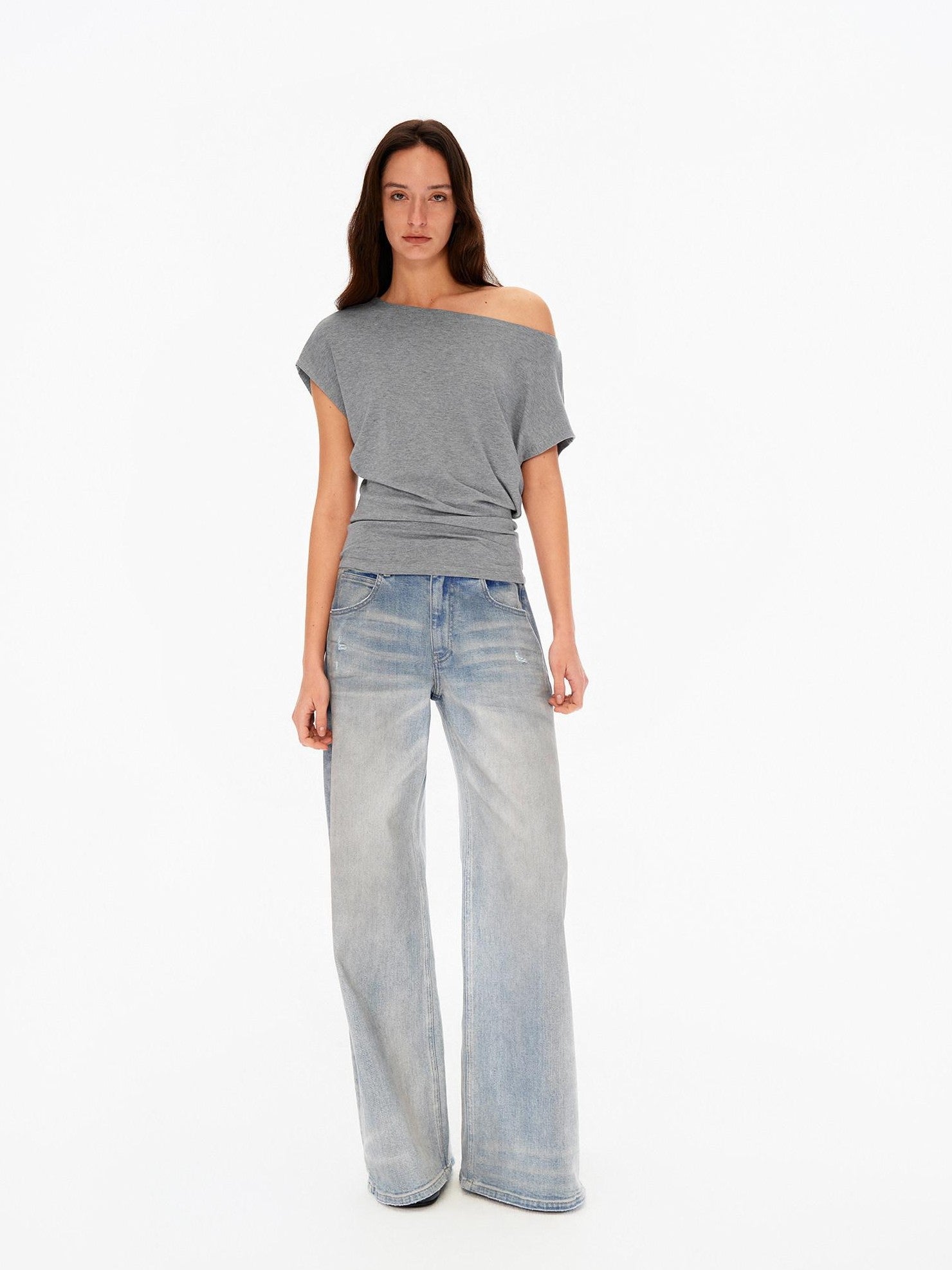 Northbutsouth Four Color Asymmetrical Slanted Neck Women&