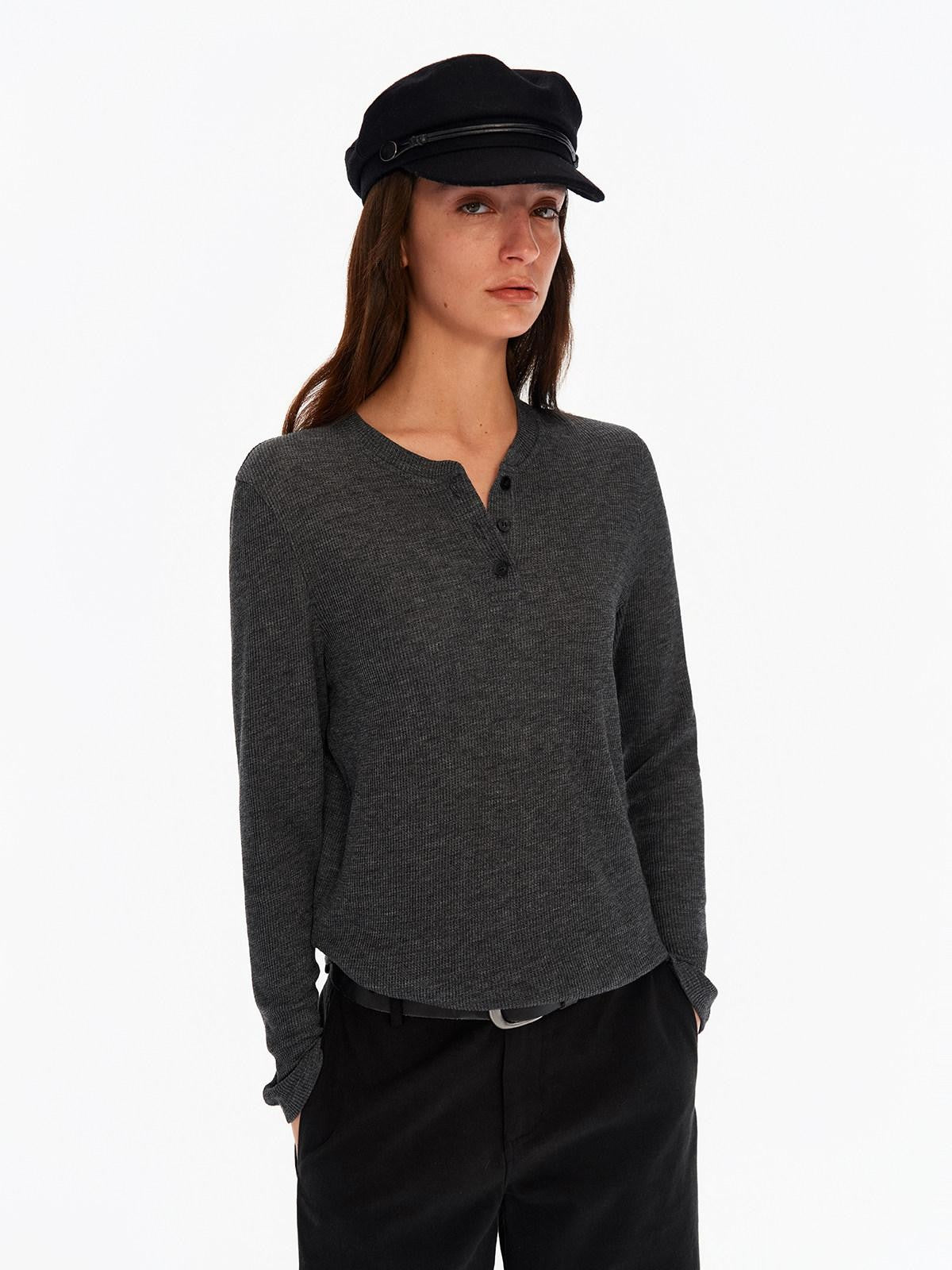 Northbutsouth Four Color Henley Loose Fit Women&