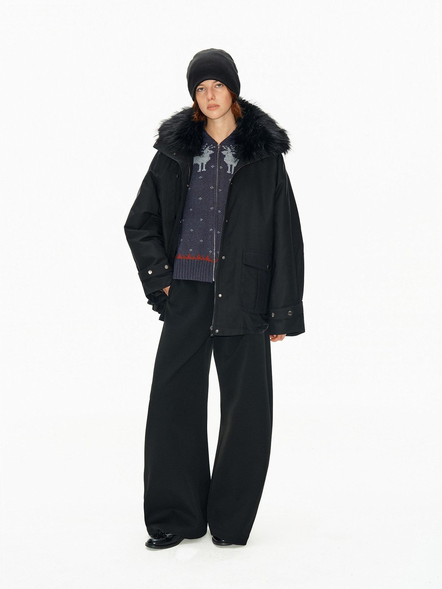 Northbutsouth Fur Collar Diamond Quilted Women&