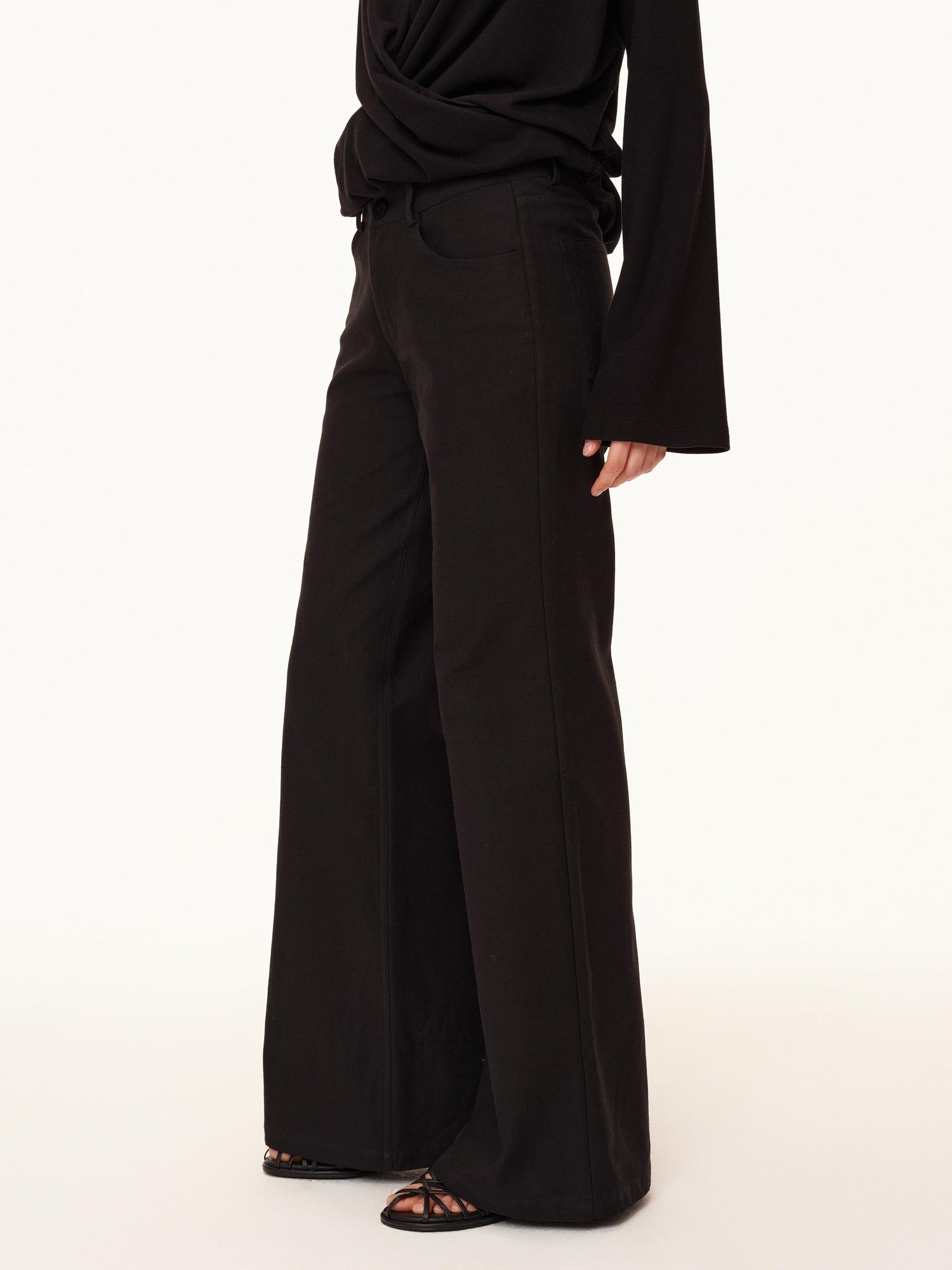 Northbutsouth Gong Sand Wash Bamboo Cotton Low Rise Flared Pants