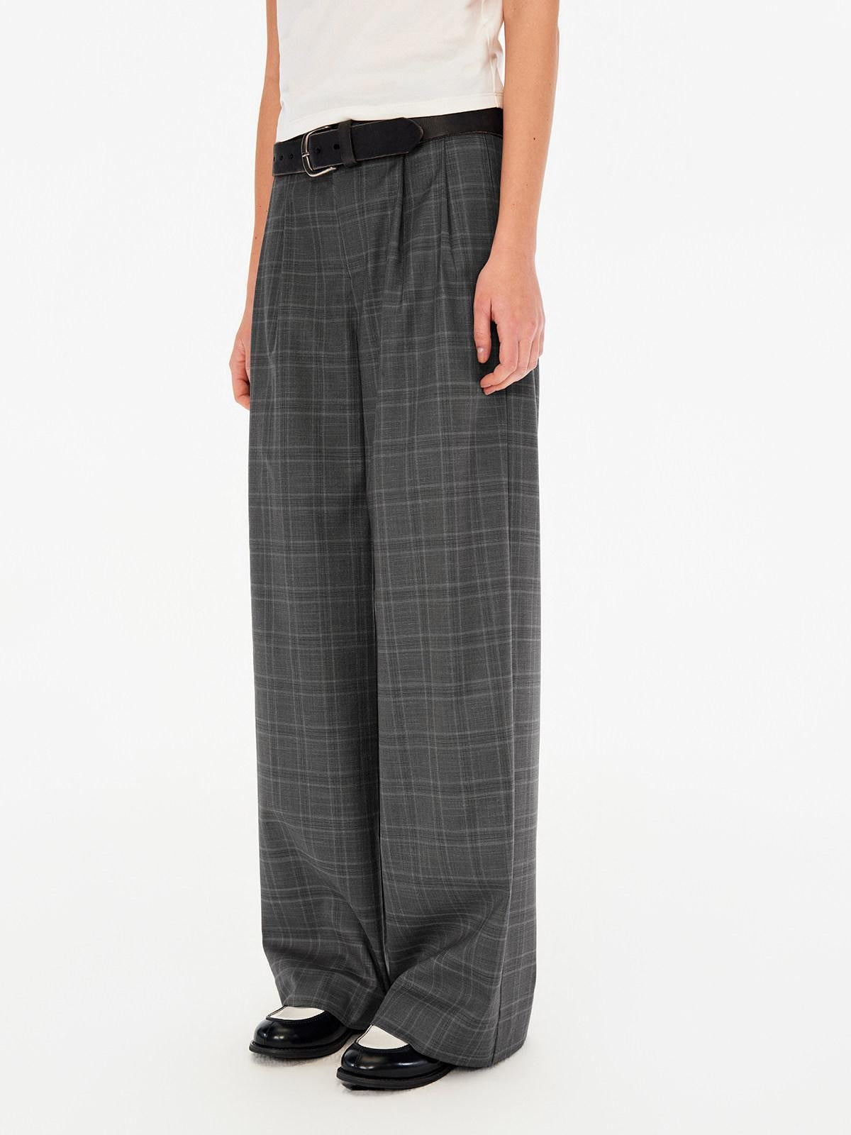 Northbutsouth Gray Plaid Mid Rise Relaxed Straight Women&